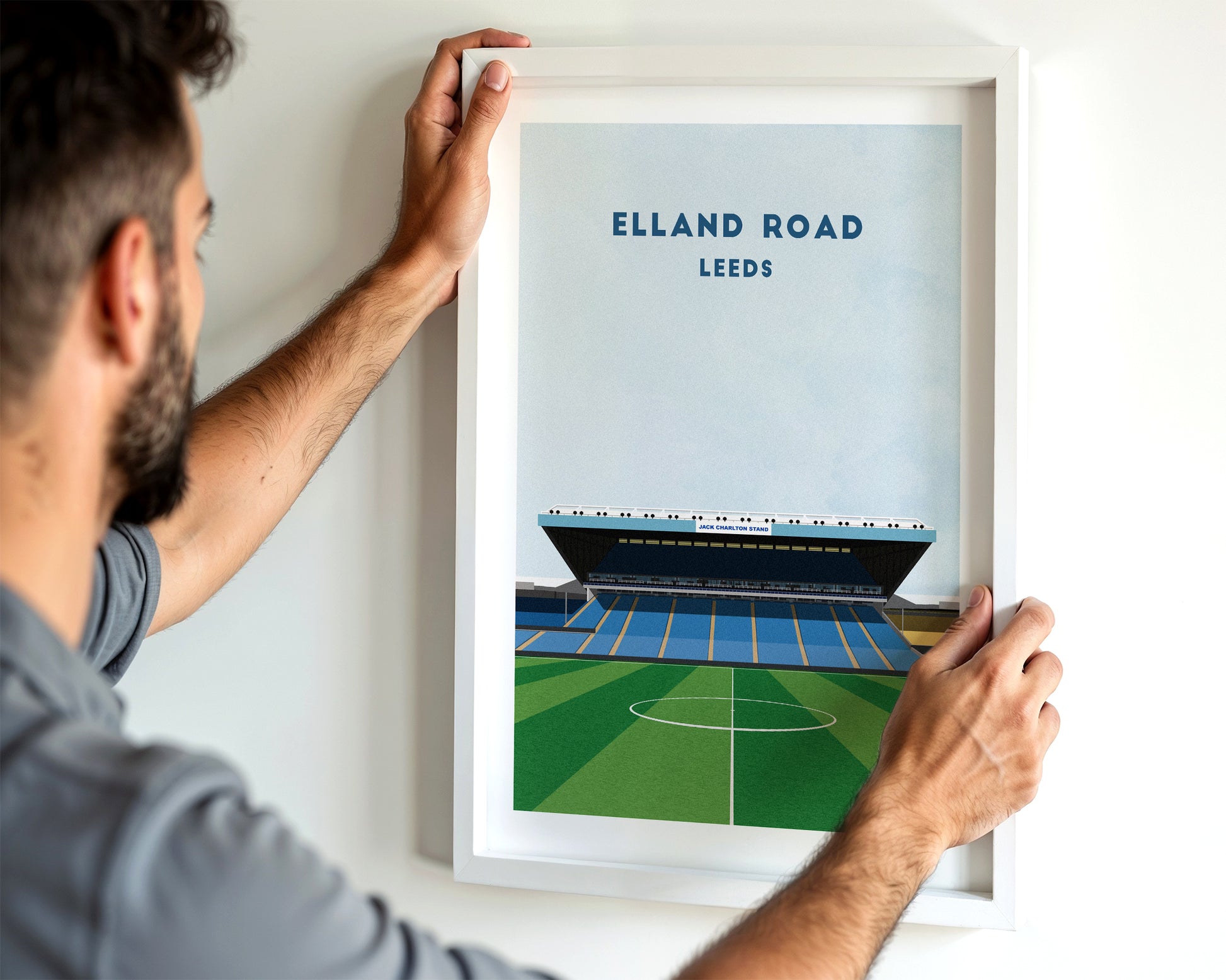 Leeds Utd Elland Road Print - Illustrated Football Art Poster Turf Football Art