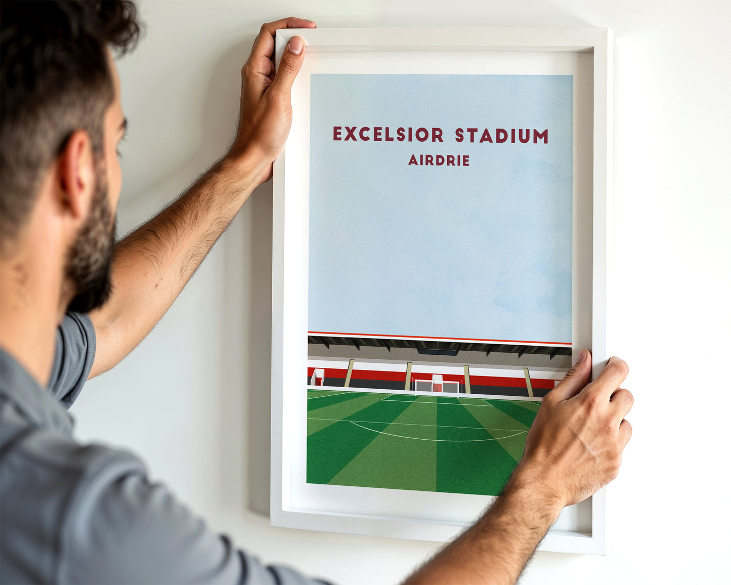 Airdrieonians FC Excelsior Stadium Print - Illustrated Football Art Poster Turf Football Art