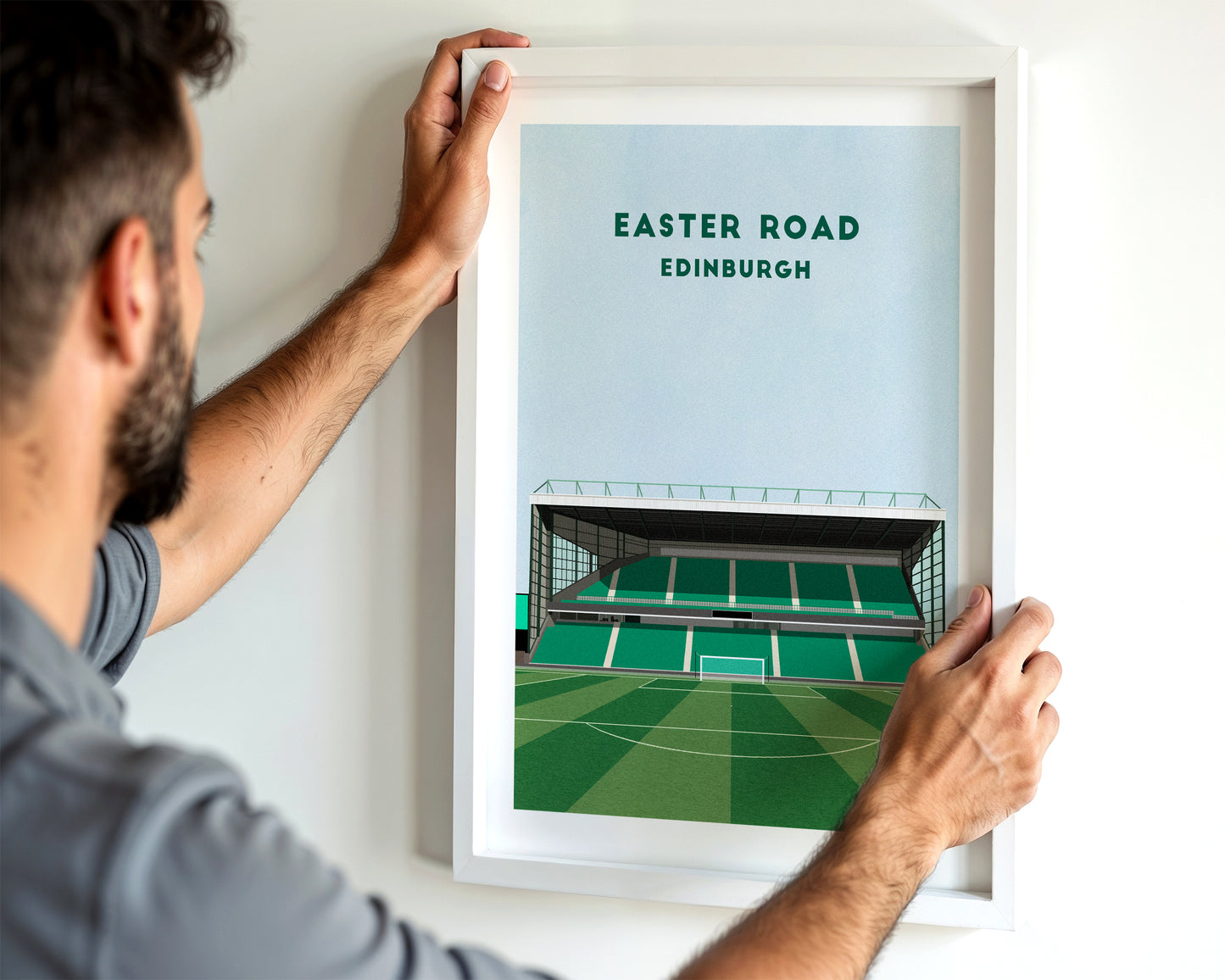 Hibernian Easter Road Stadium Print - Illustrated Football Art Poster