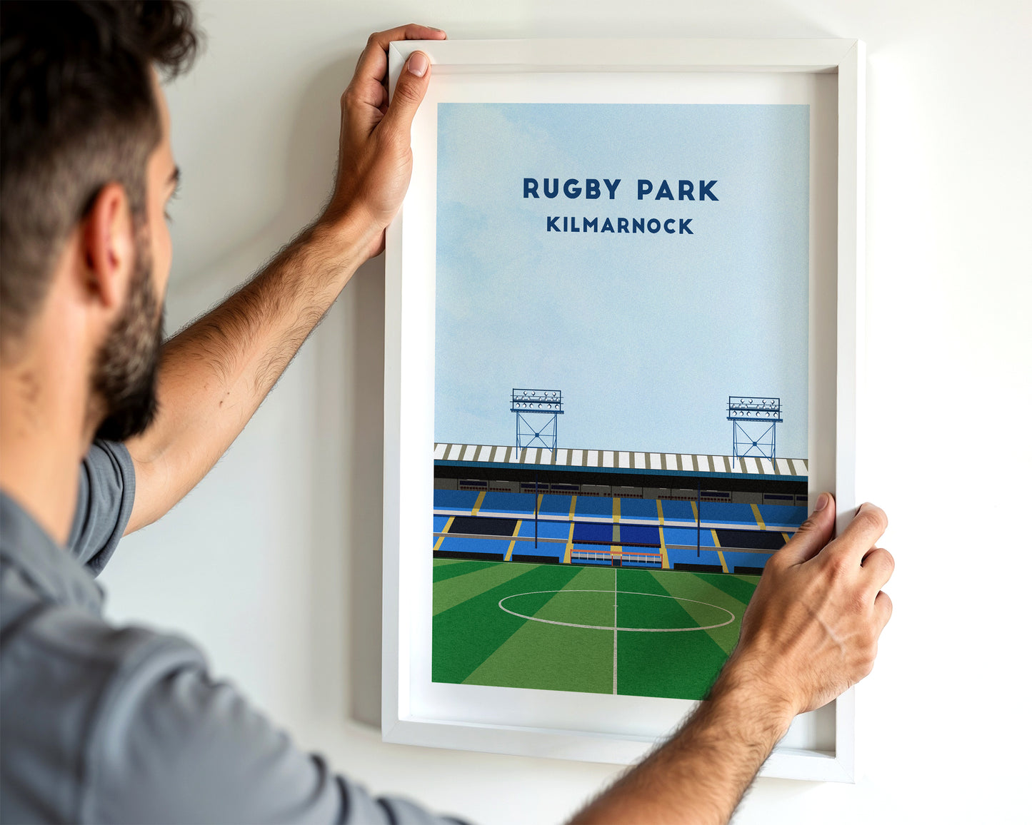 Kilmarnock FC Rugby Park Print - Illustrated Football Art Poster Turf Football Art