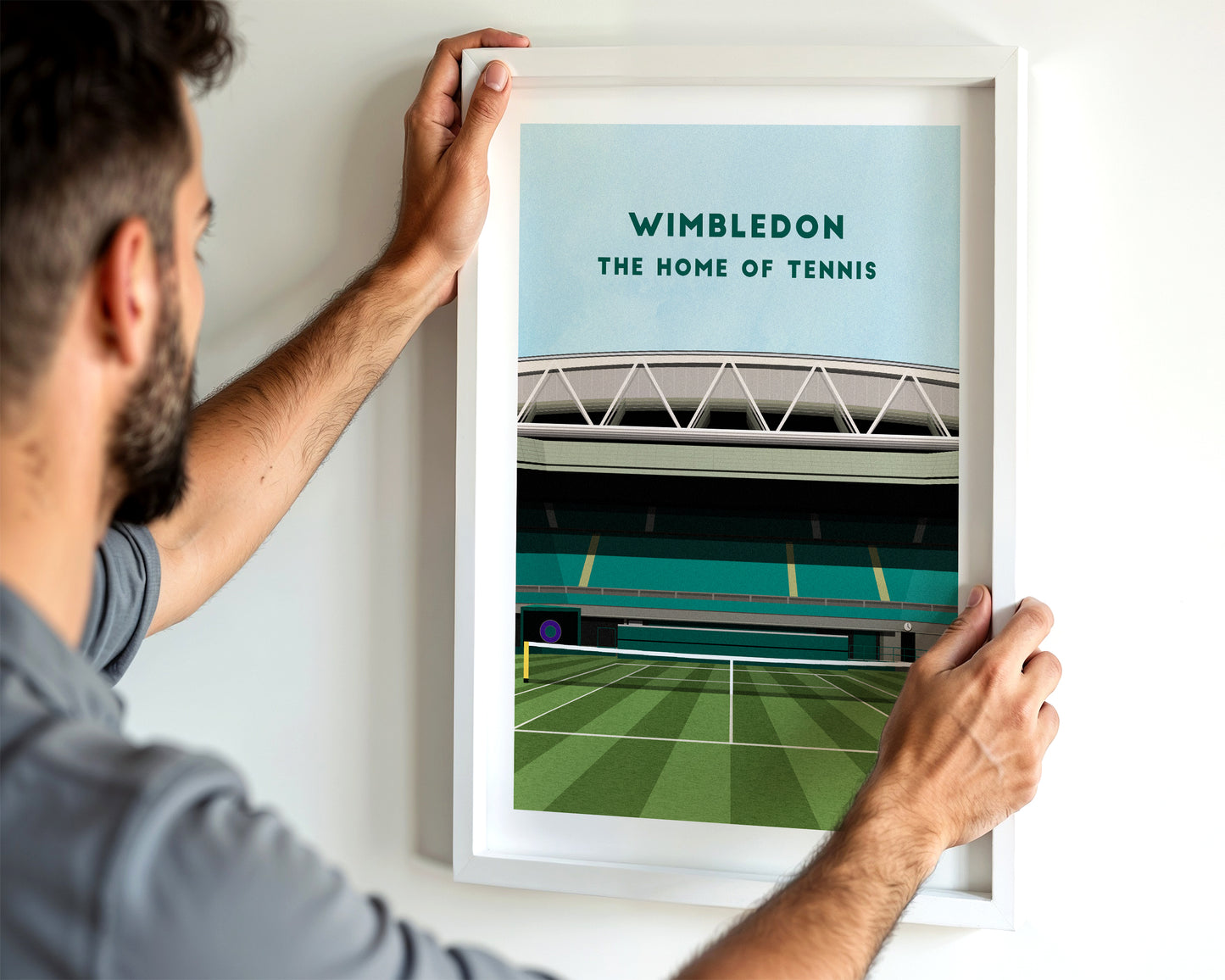 Wimbledon Centre Court Print – Illustrated Tennis Art Poster Turf Football Art