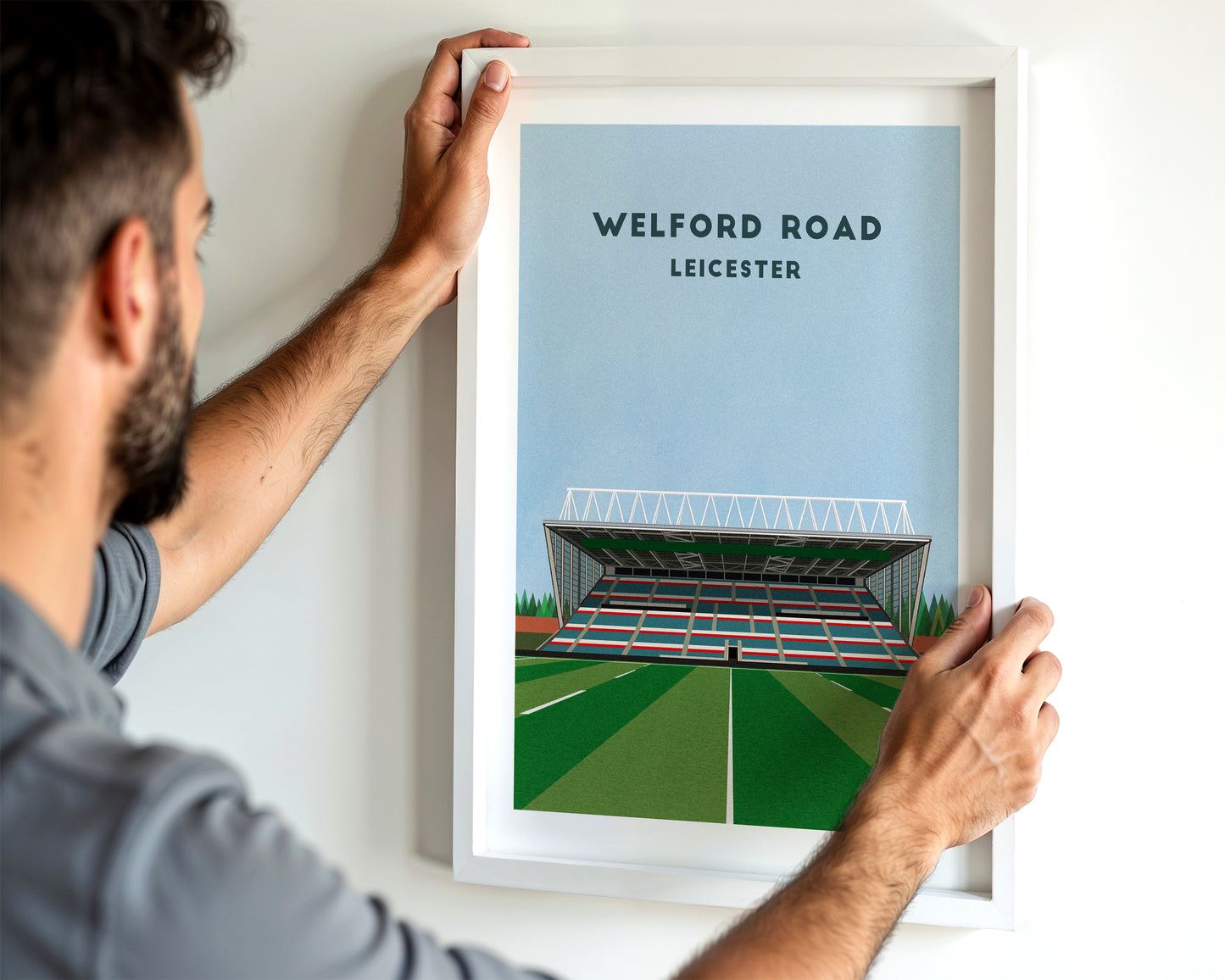Leicester Rugby Welford Road Print – Illustrated Rugby Art Poster Turf Football Art