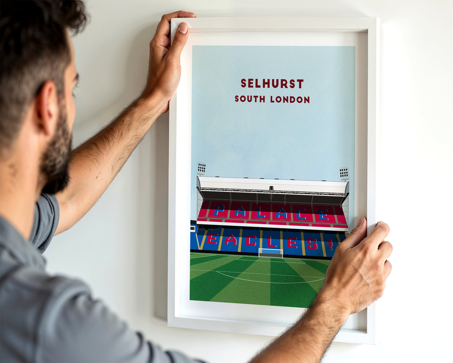 Crystal Palace Selhurst Park Print – Illustrated Football Art Poster Turf Football Art