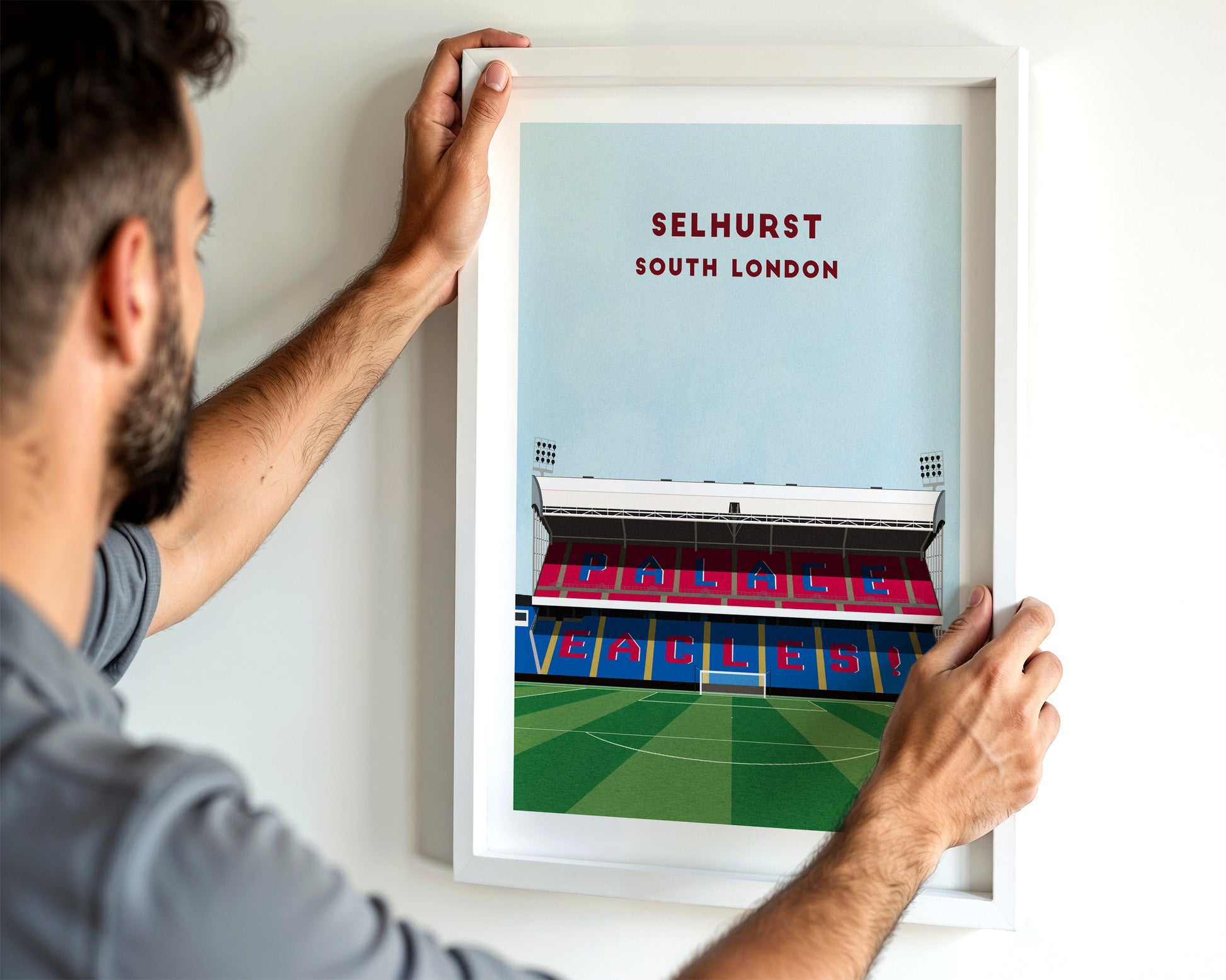Crystal Palace Selhurst Park Print – Illustrated Football Art Poster Turf Football Art