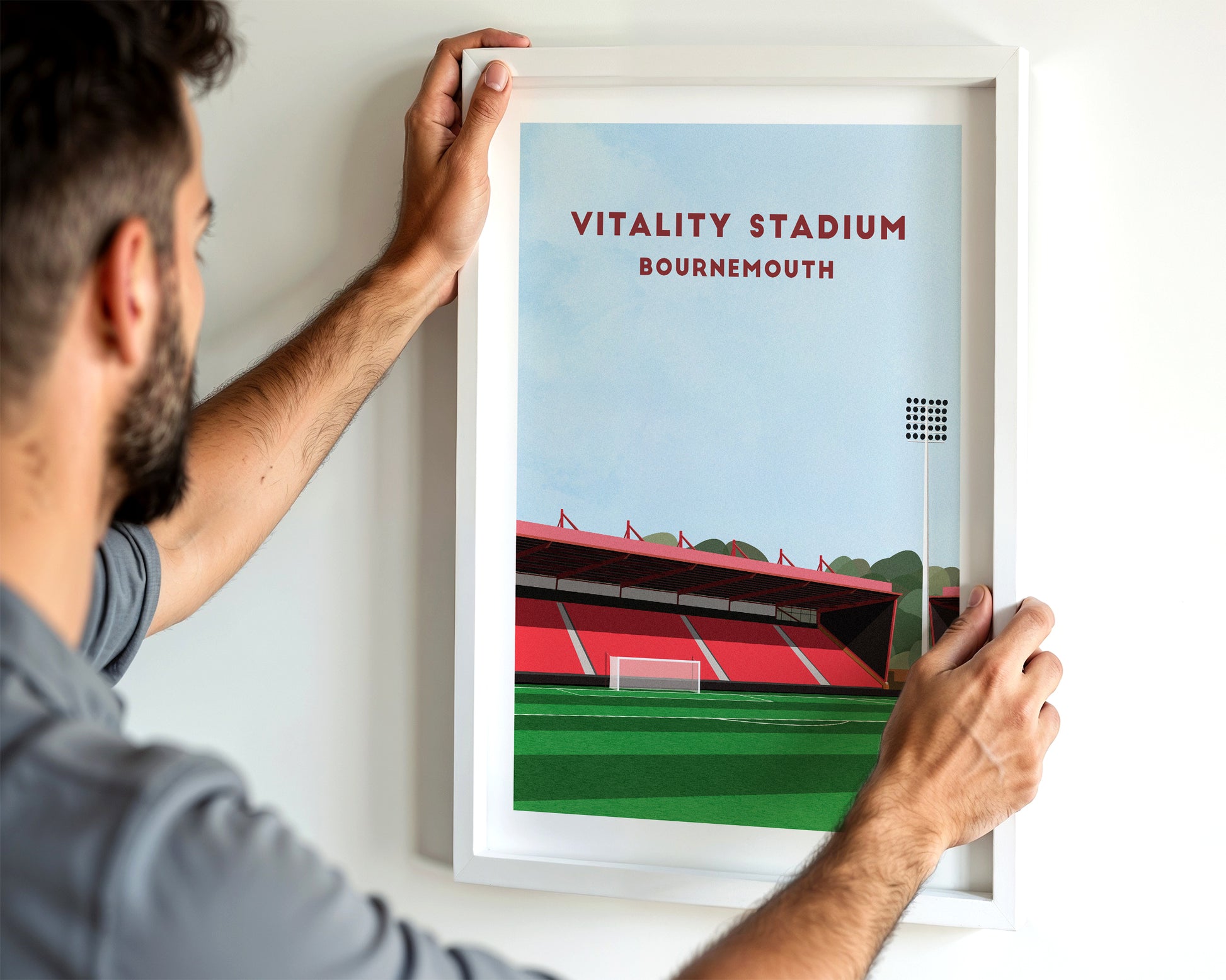 Bournemouth Vitality Stadium Print – Illustrated Football Art Poster Turf Football Art