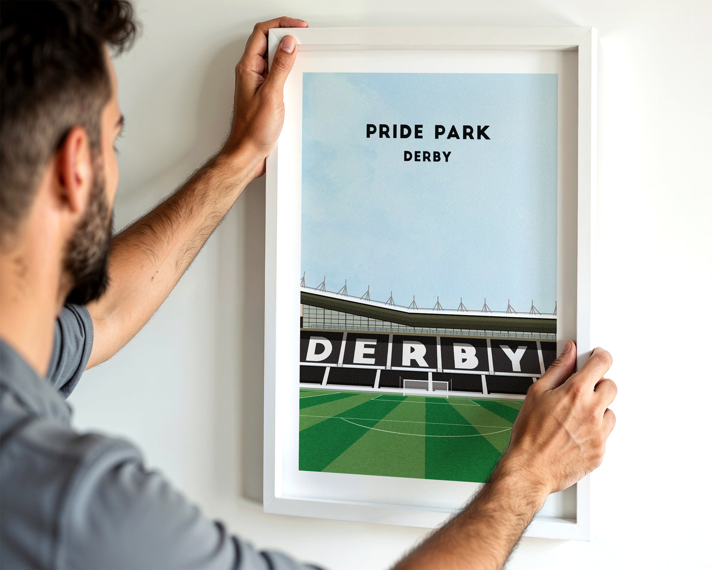 Derby County Pride Park Print - Illustrated Football Art Poster Turf Football Art