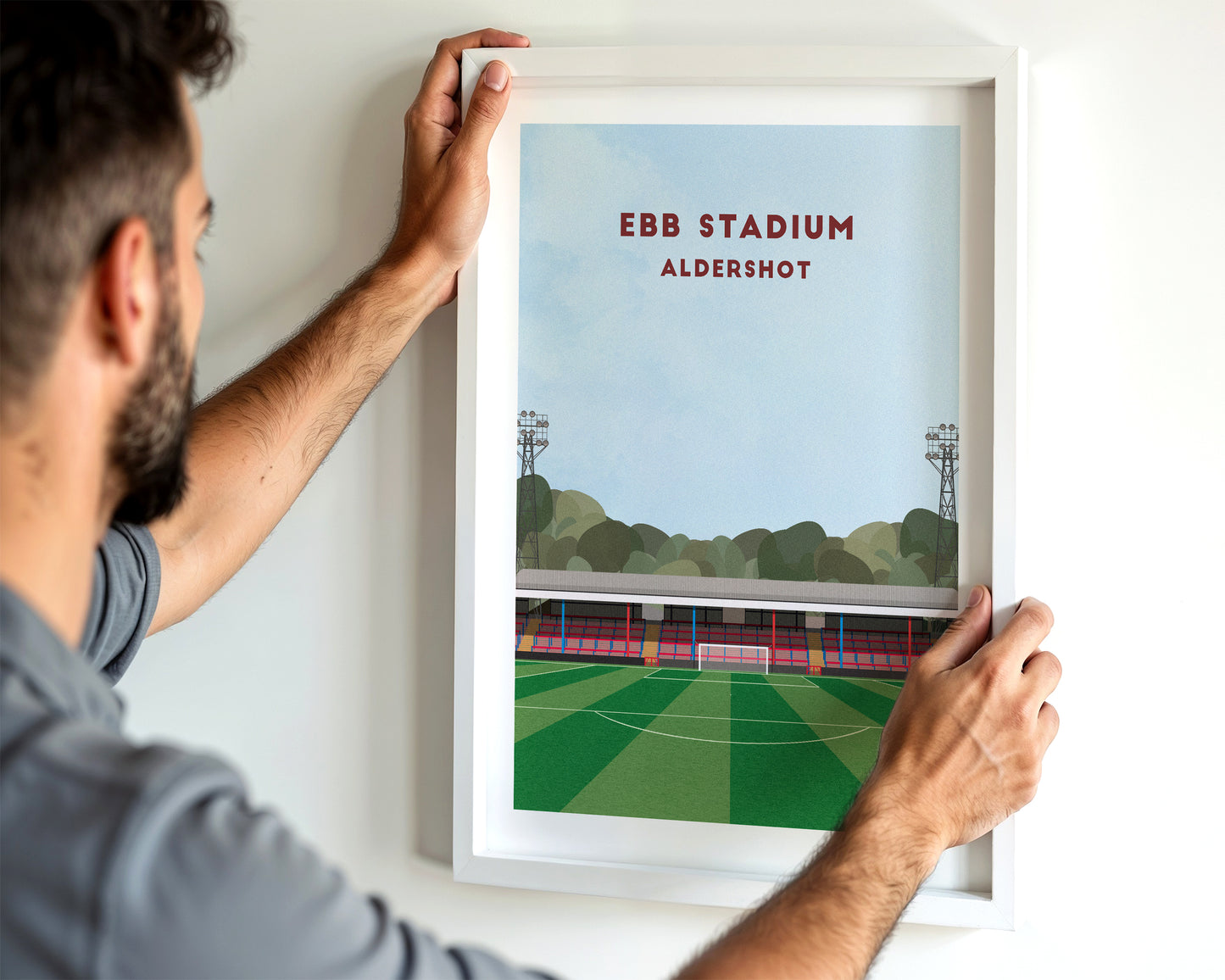 Aldershot Town EBB Stadium / Recreation Ground Print – Illustrated Football Art Poster Turf Football Art