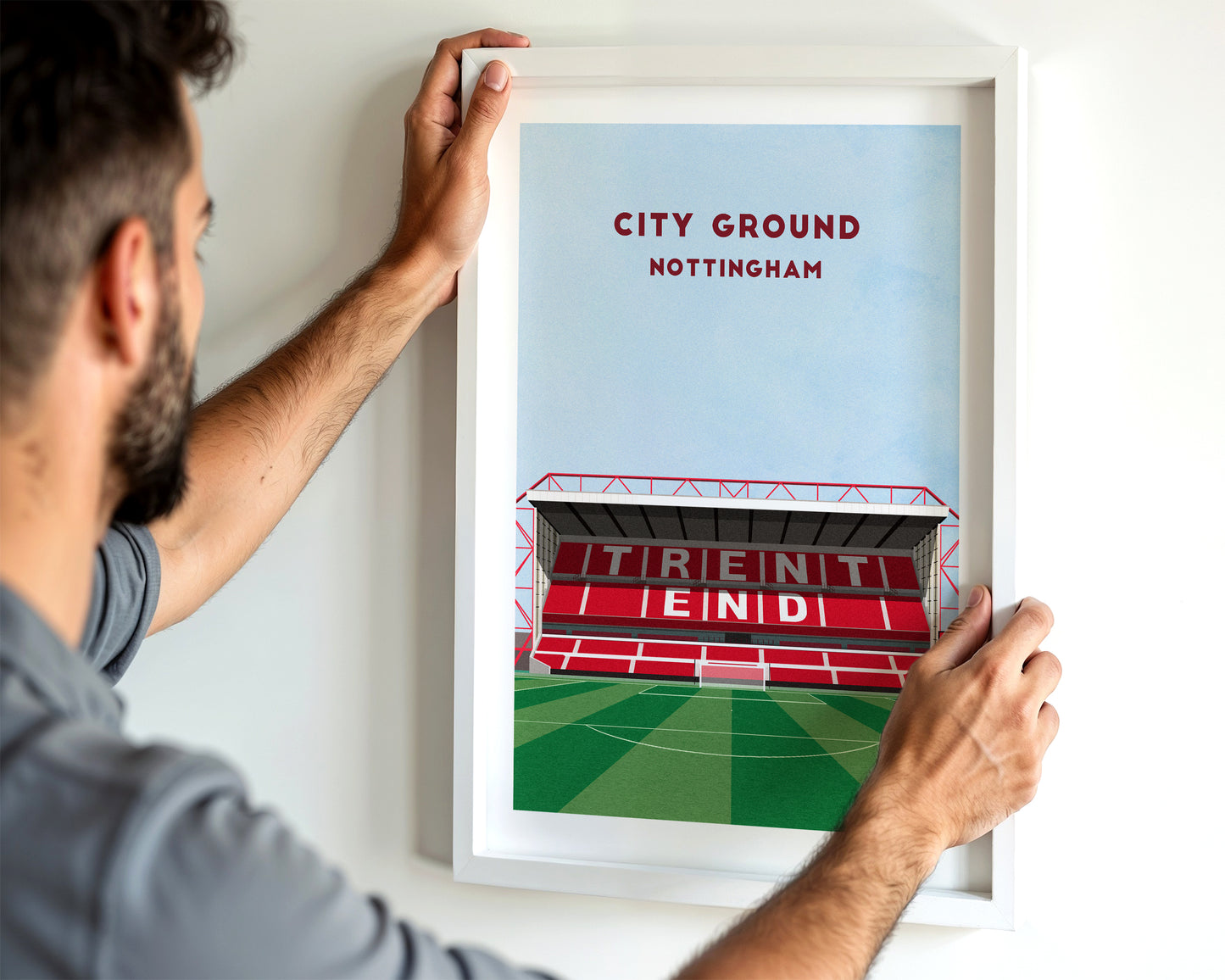 Nottingham City Ground Print - Illustrated Football Art Poster Turf Football Art
