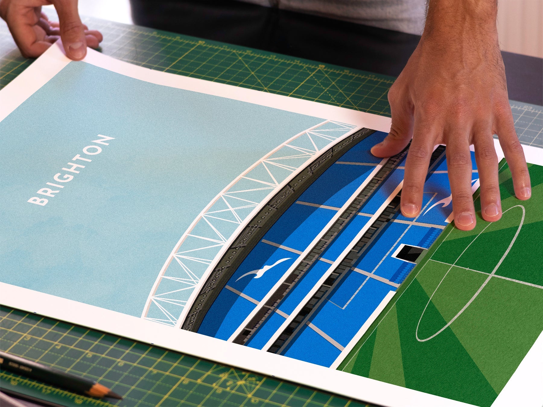 Brighton and Hove Football Amex Stadium Art Print Turf Football Art