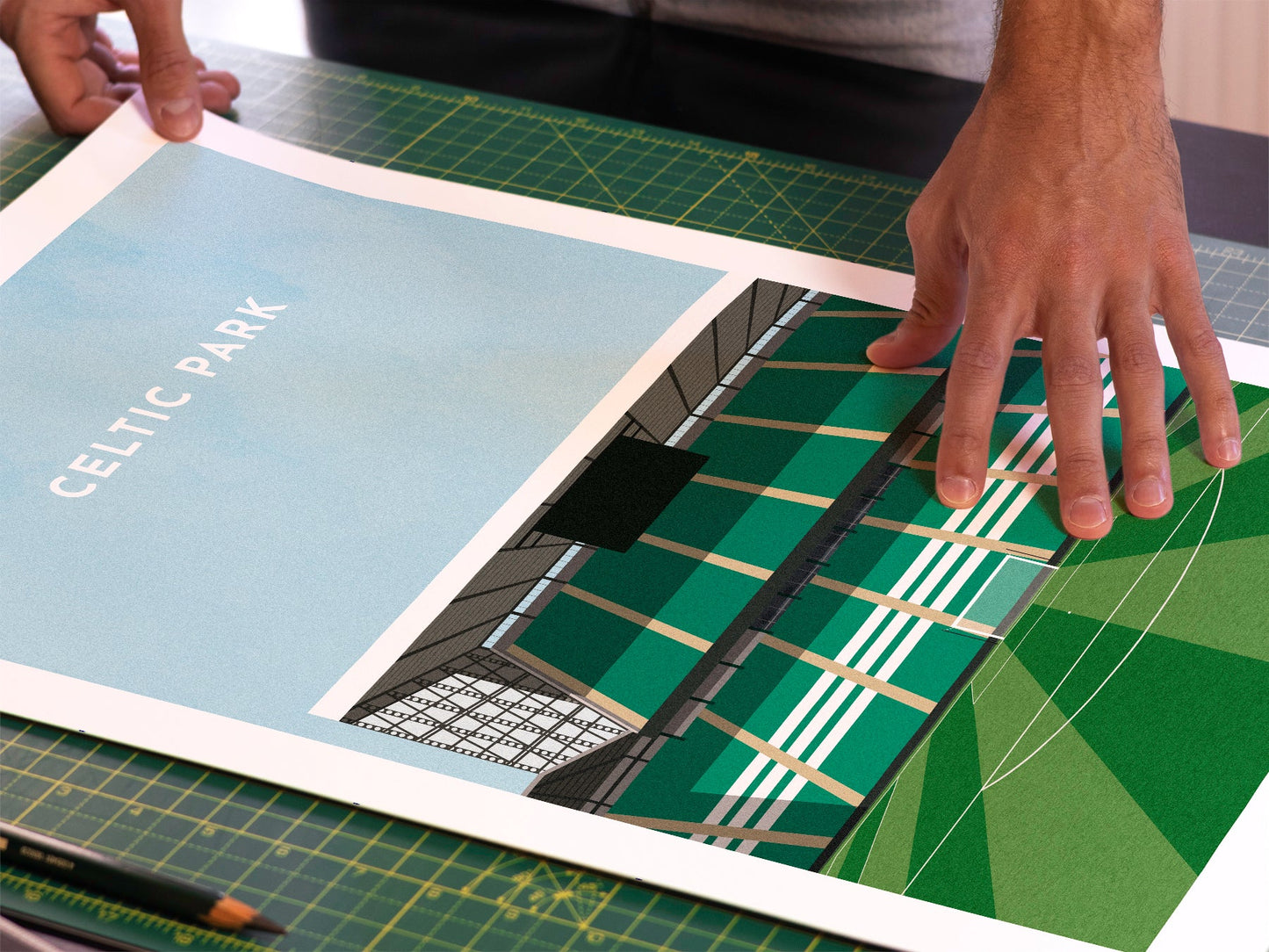 Celtic Park Football Stadium Art Print Turf Football Art
