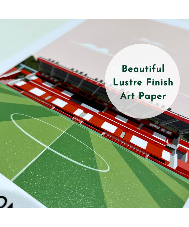 A close up image of the beautiful Lustre texture paper that is used by Turf Football Art for all prints.