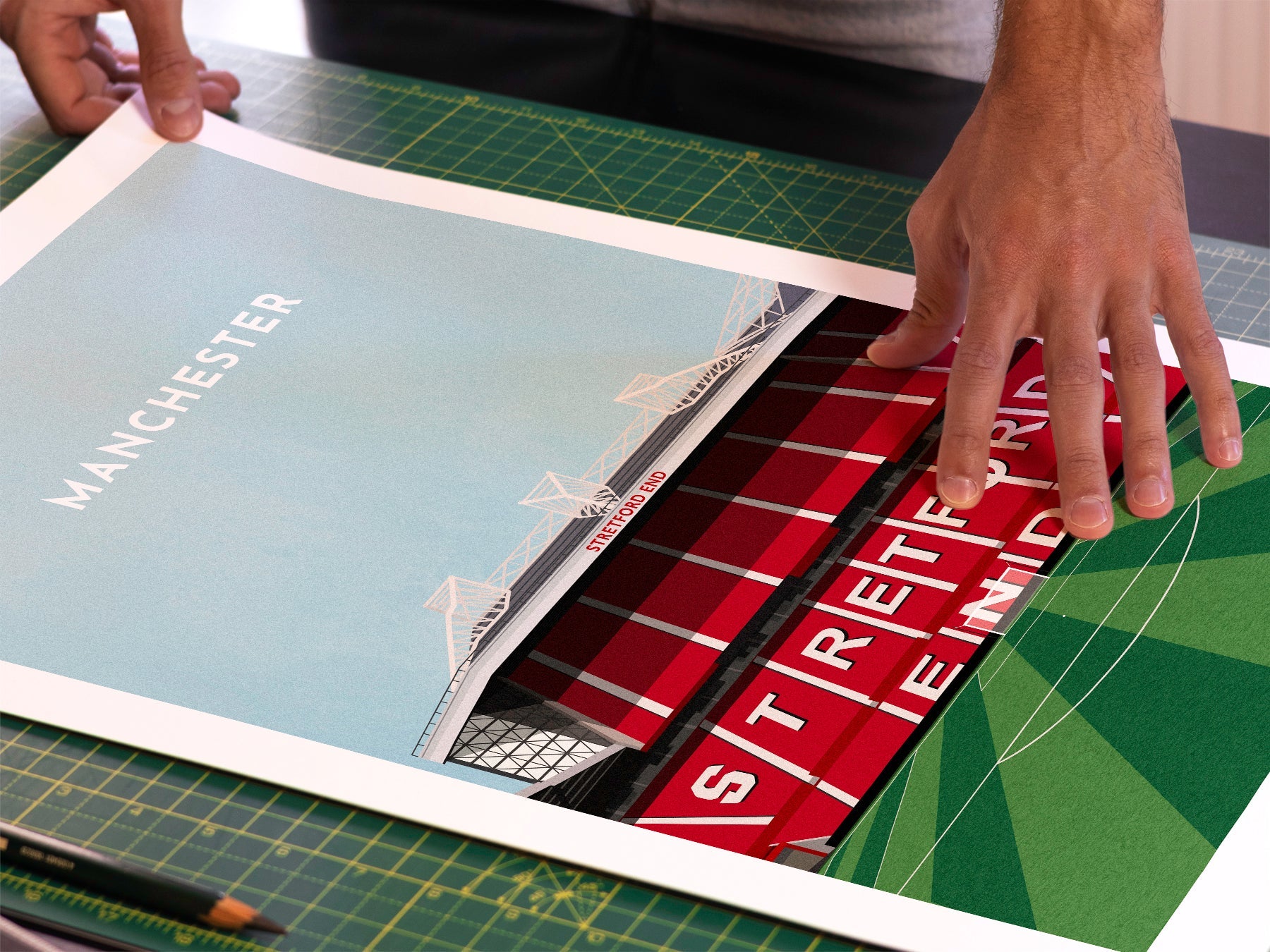 Manchester Utd Old Trafford Stadium Art Print Turf Football Art