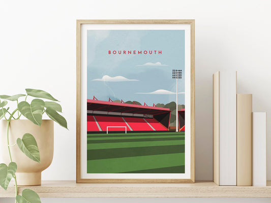 Bournemouth Football Digital Art Print, Vitality Stadium Football Picture, Minimalist Art Prints for Him Her