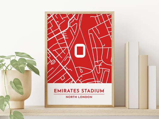 Arsenal Football Stadium Map Print, Emirates Stadium Poster, Arsenal Gifts for Him, Gifts for Women, Fathers Day Present