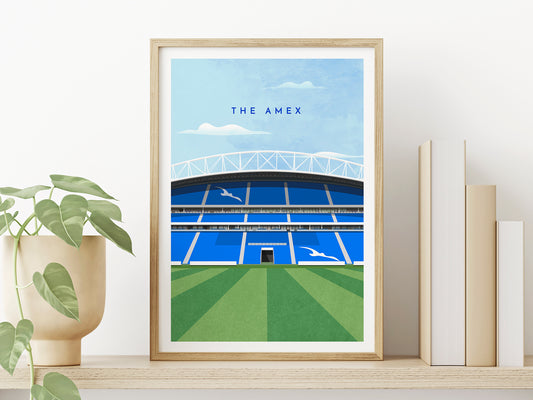 Brighton & Hove Albion Print, Amex Stadium, Brighton Artwork Gifts, Gift for Him, Gifts for Her, 18th Birthday Present for Boy