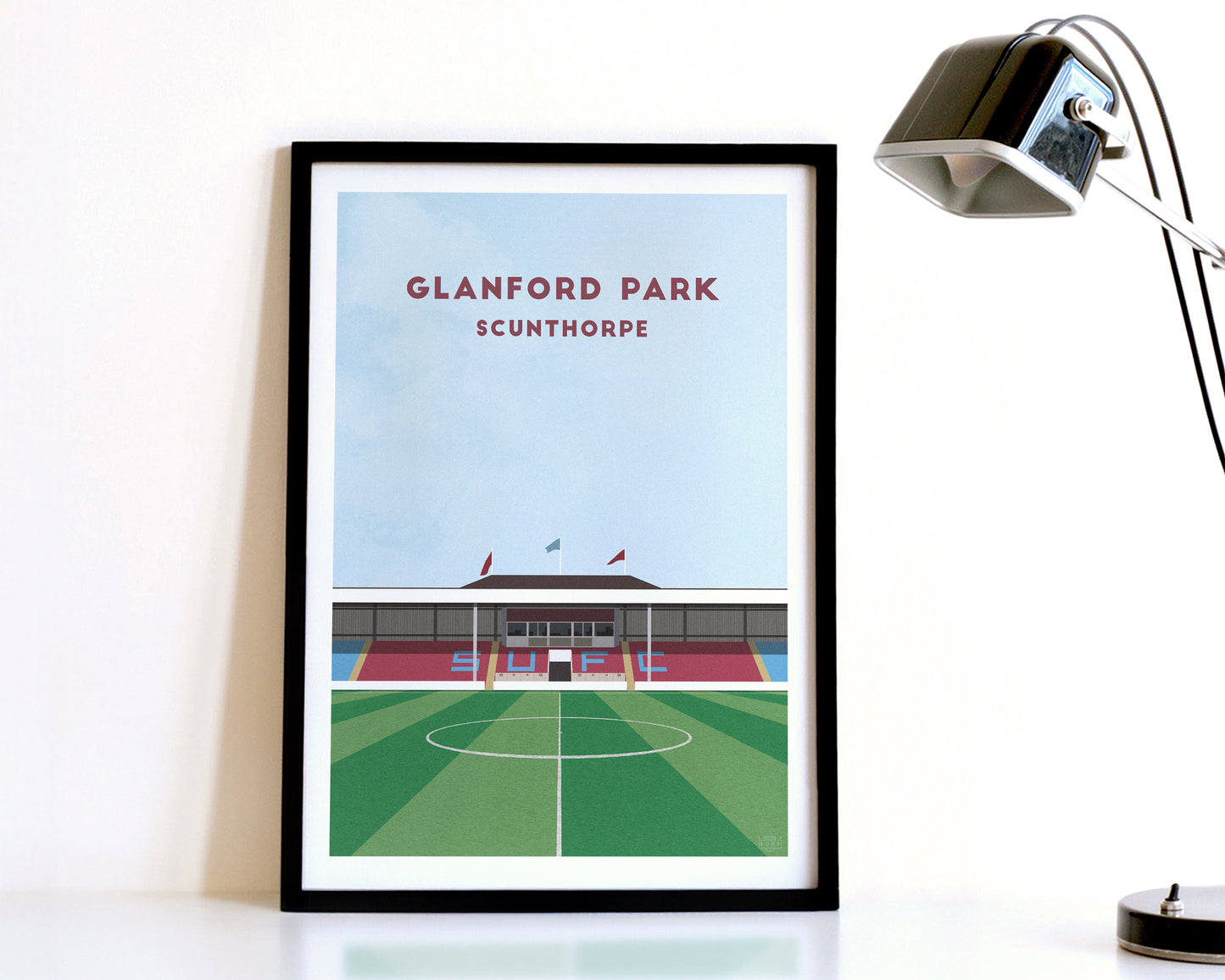 Scunthorpe United Glanford Park Print – Illustrated Football Art Poster Turf Football Art
