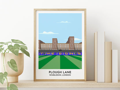 Wimbledon Football Stadium Print, Plough Lane Illustration, Framed or Unframed Options