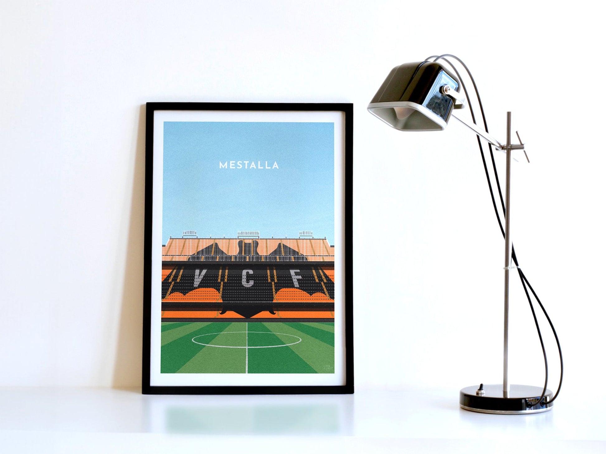 Valencia Football Mestalla Stadium Art Print Turf Football Art