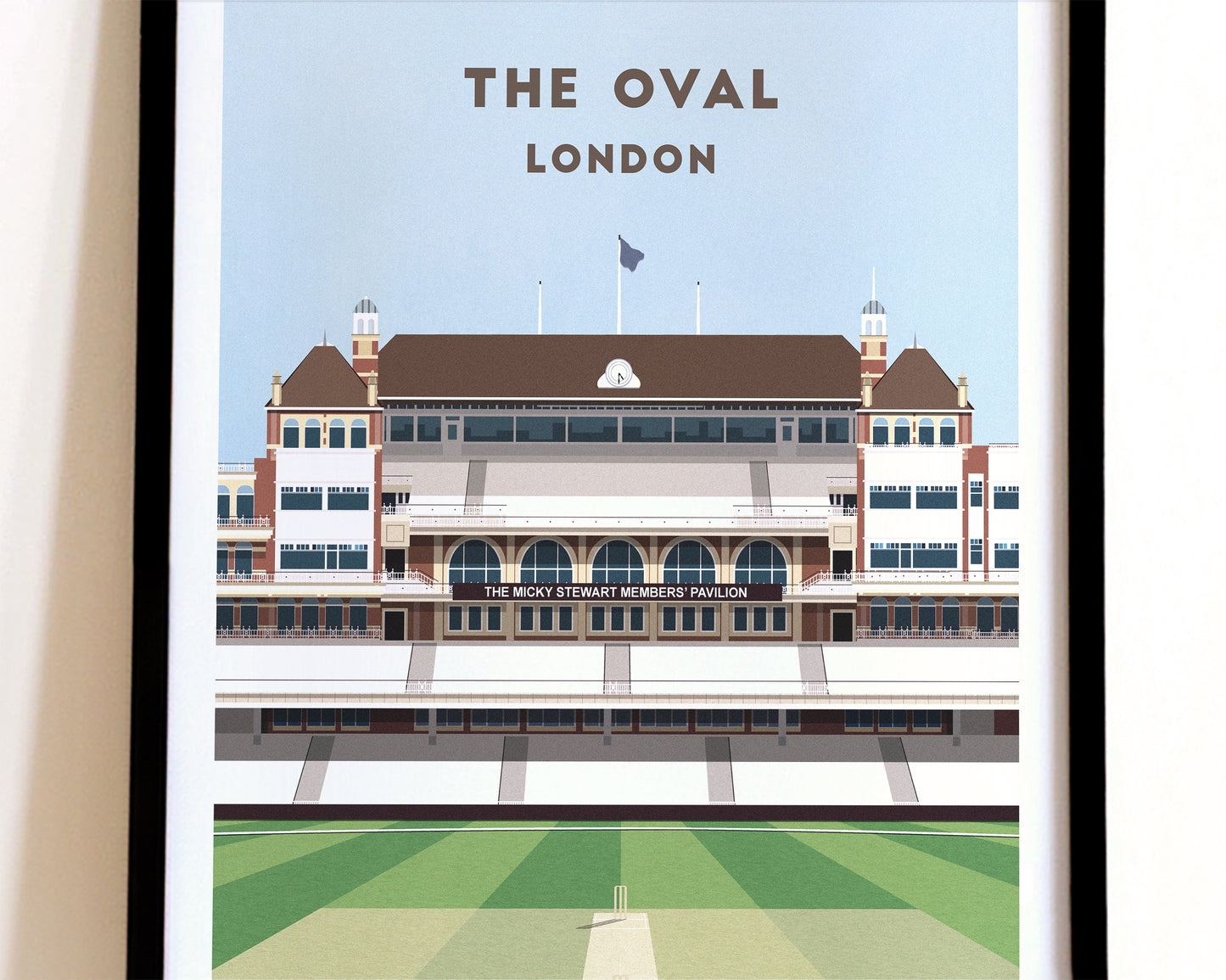 England Cricket The Oval Print - Illustrated Cricket Art Poster