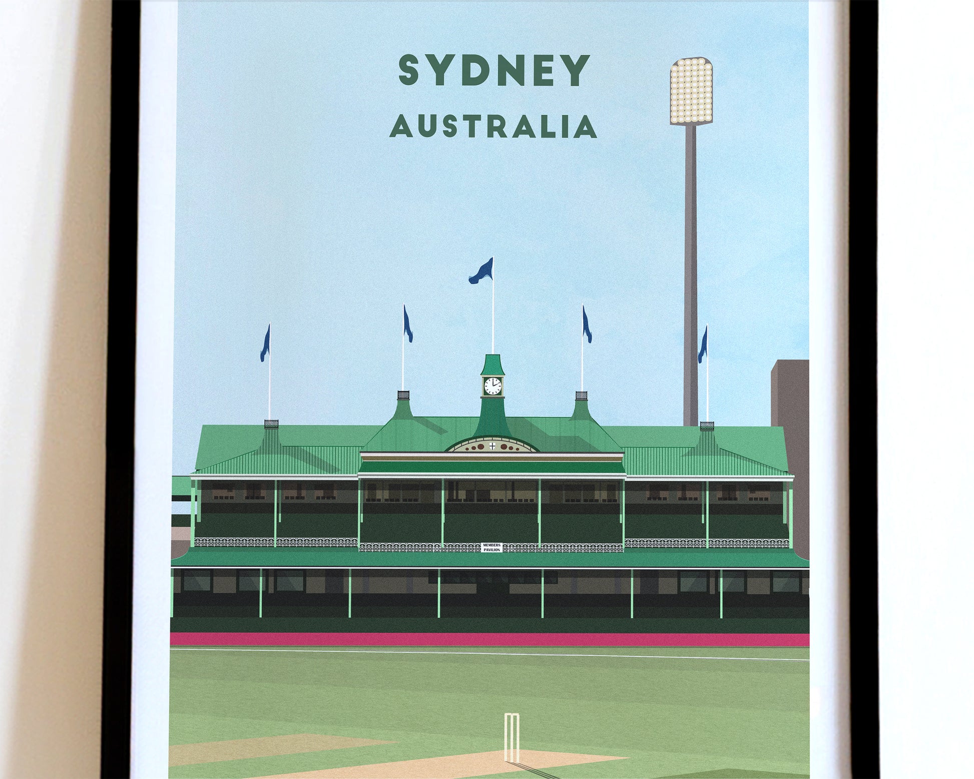 Australia Sydney Cricket Ground Print – Illustrated Cricket Art Poster Turf Football Art