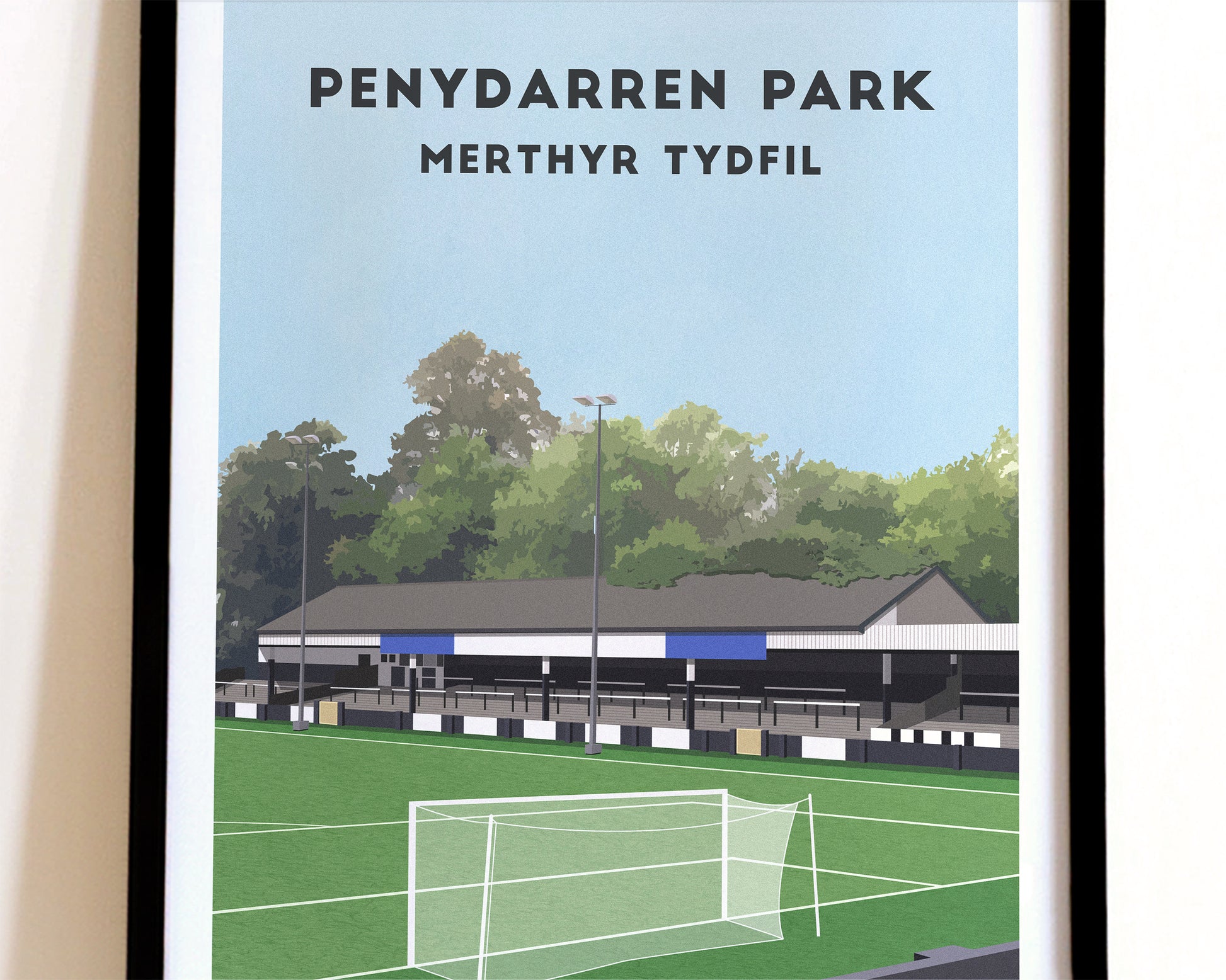 Merthyr Tydfil Penydarren Park Print – Illustrated Football Art Poster Turf Football Art
