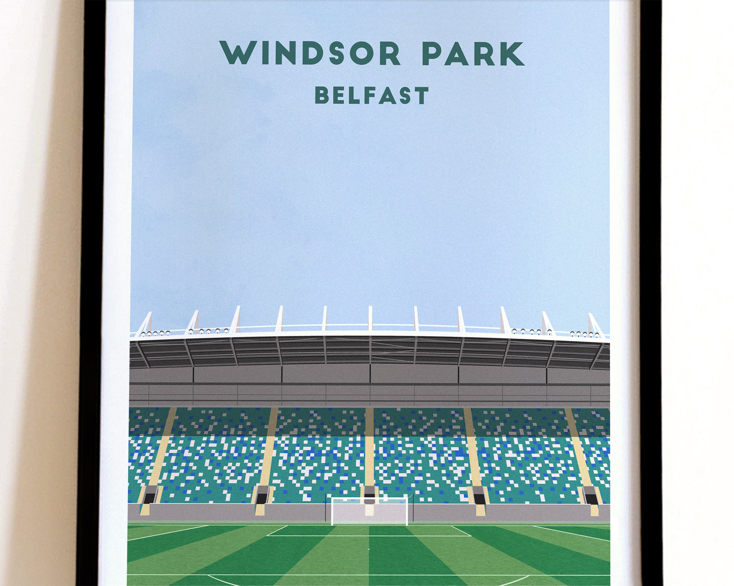 Linfield Windsor Park Stadium Print – Illustrated Football Art Poster Turf Football Art