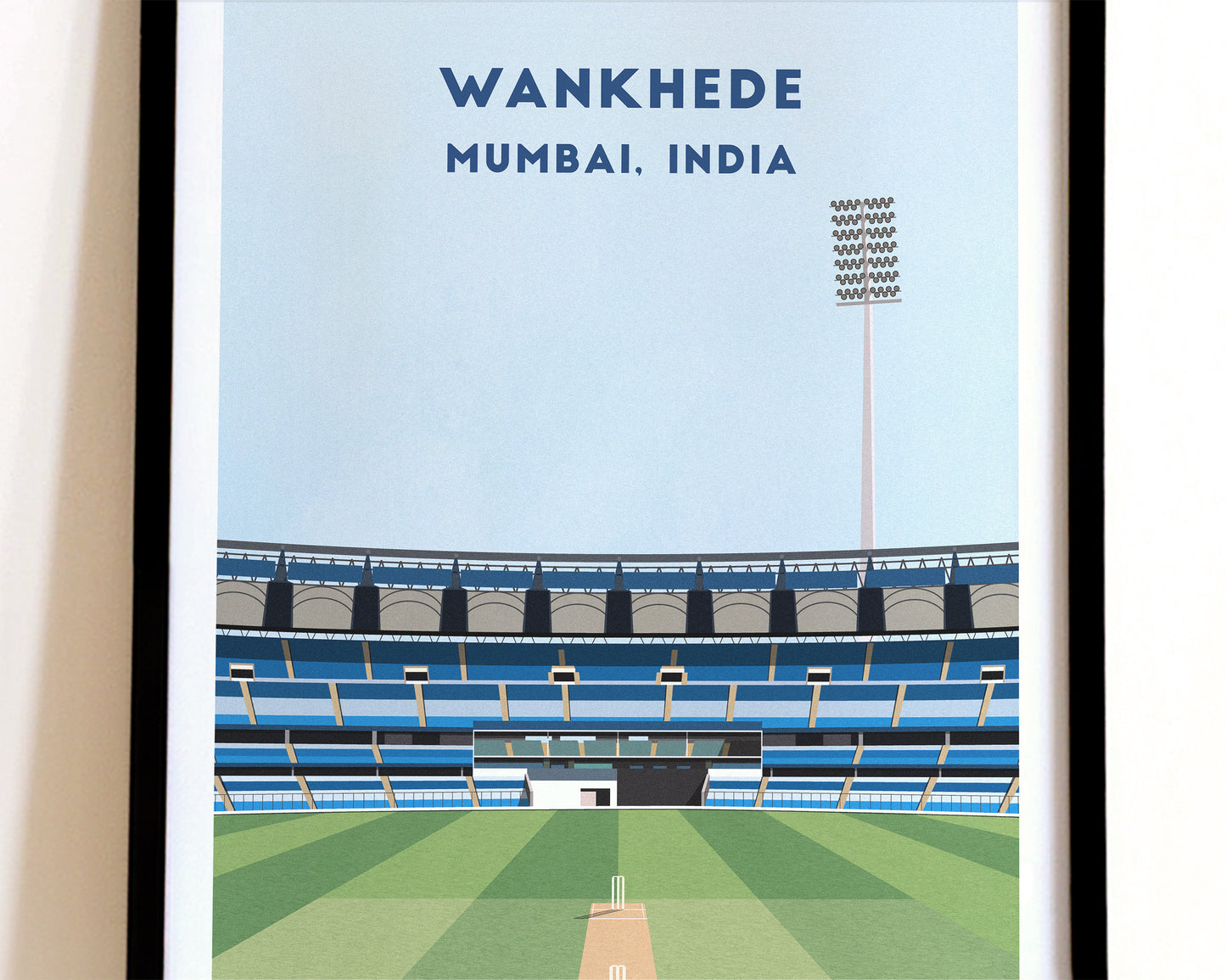 India Mumbai Wankhede Stadium Print - Illustrated Cricket Art Poster