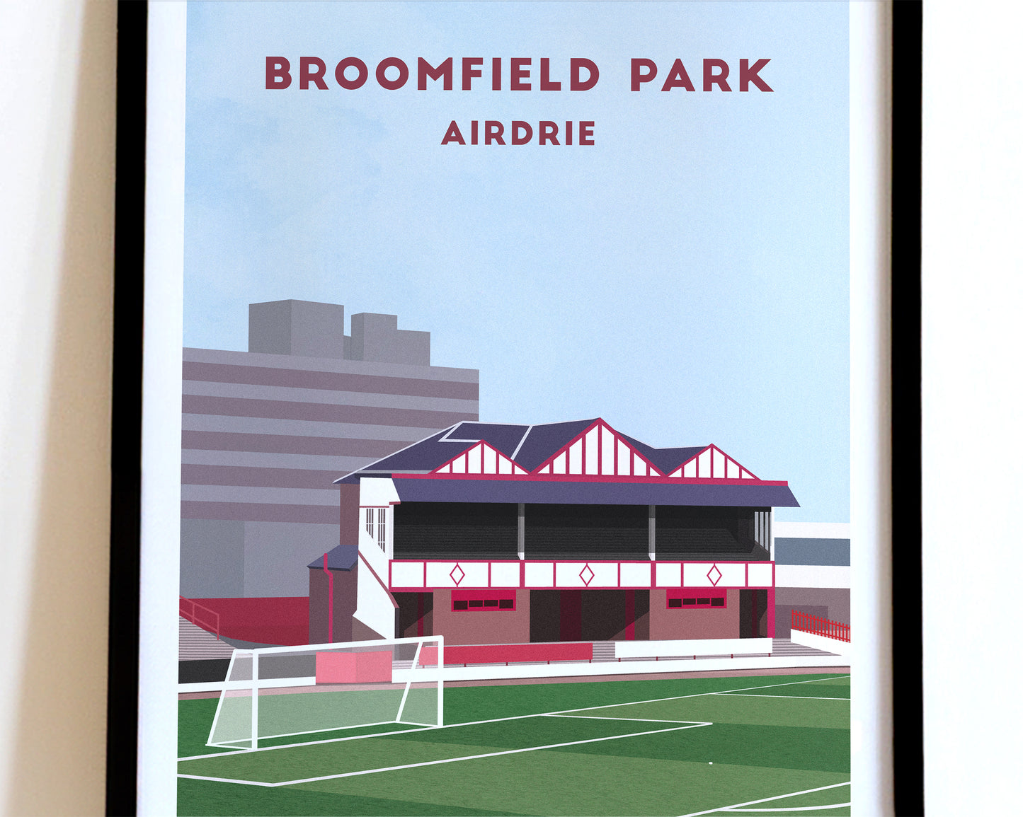 Airdrieonians FC Broomfield Park Print - Illustrated Football Art Poster Turf Football Art