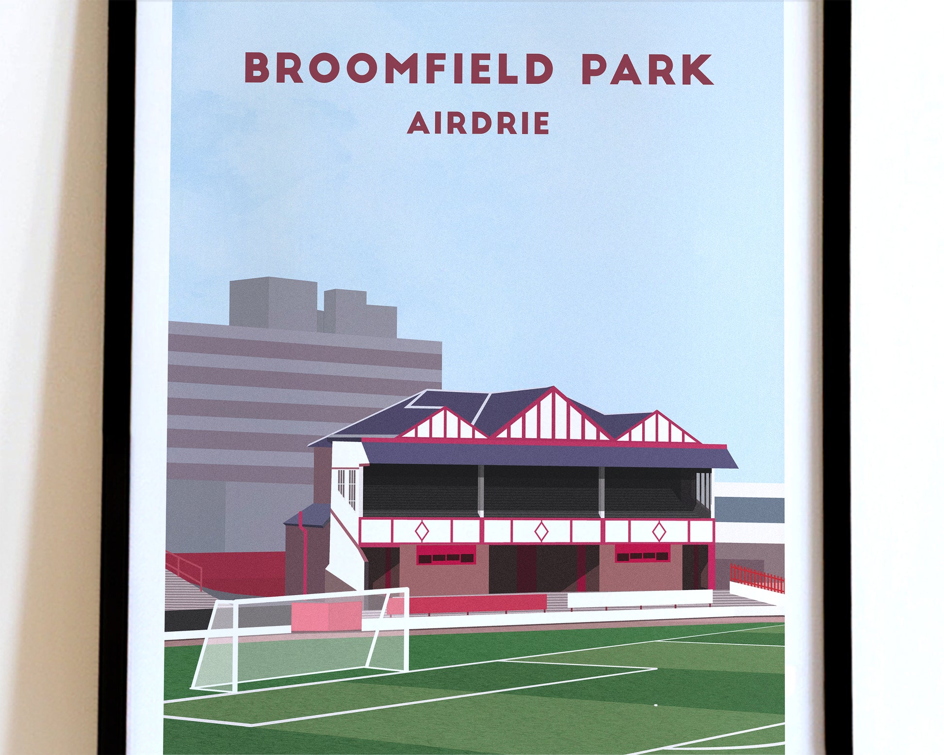 Airdrieonians FC Broomfield Park Print - Illustrated Football Art Poster Turf Football Art