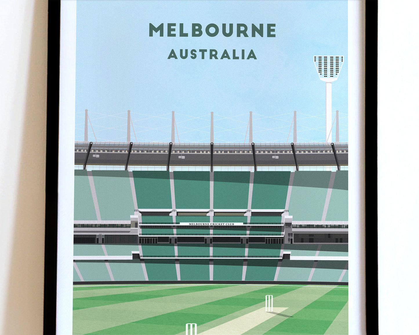 Australia Melbourne Cricket Ground Print – Illustrated Cricket Art Poster Turf Football Art