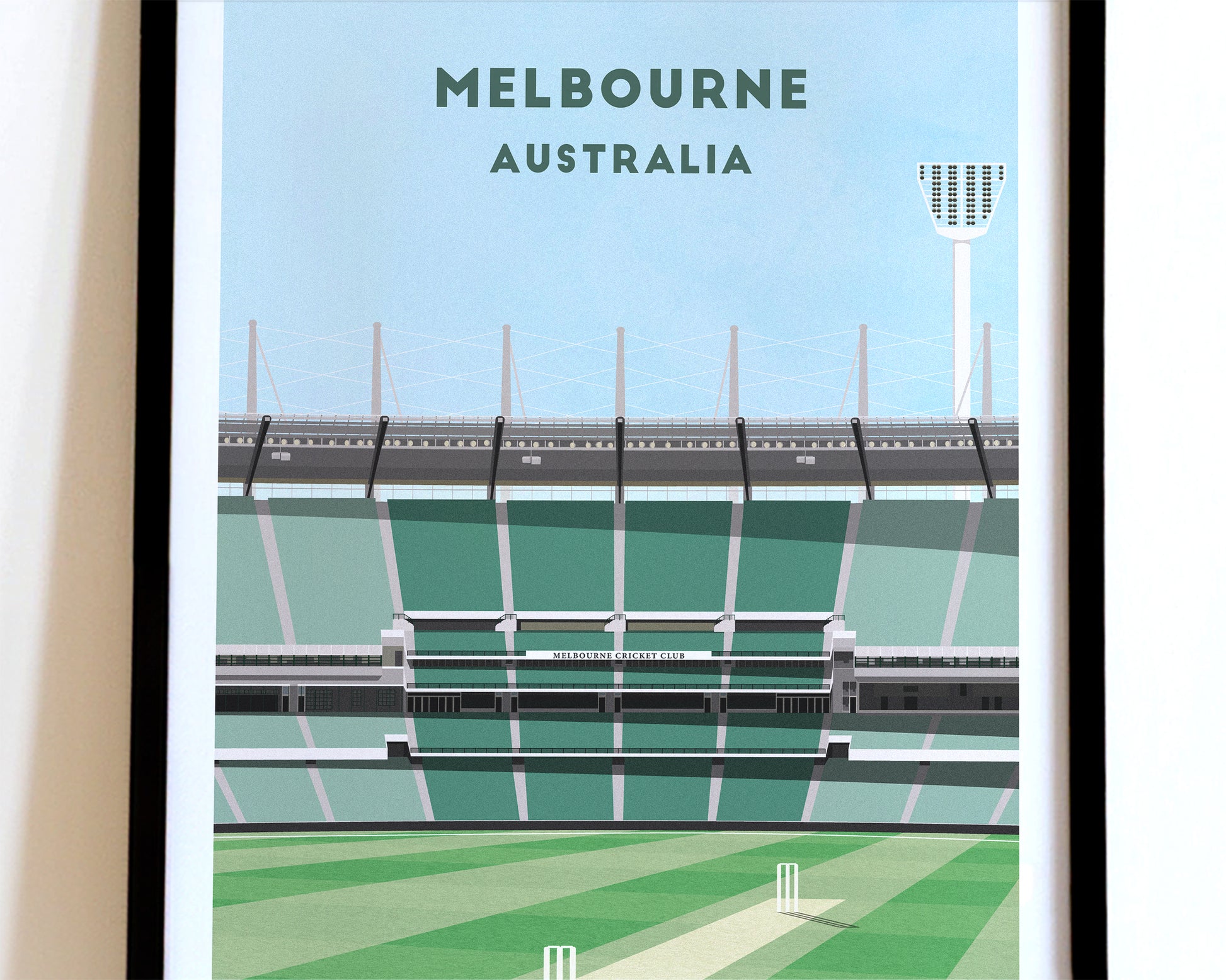 Australia Melbourne Cricket Ground Print – Illustrated Cricket Art Poster Turf Football Art