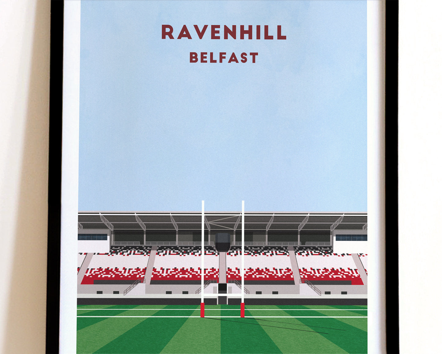 Ulster Rugby Ravenhill Stadium Print – Illustrated Rugby Art Poster Turf Football Art