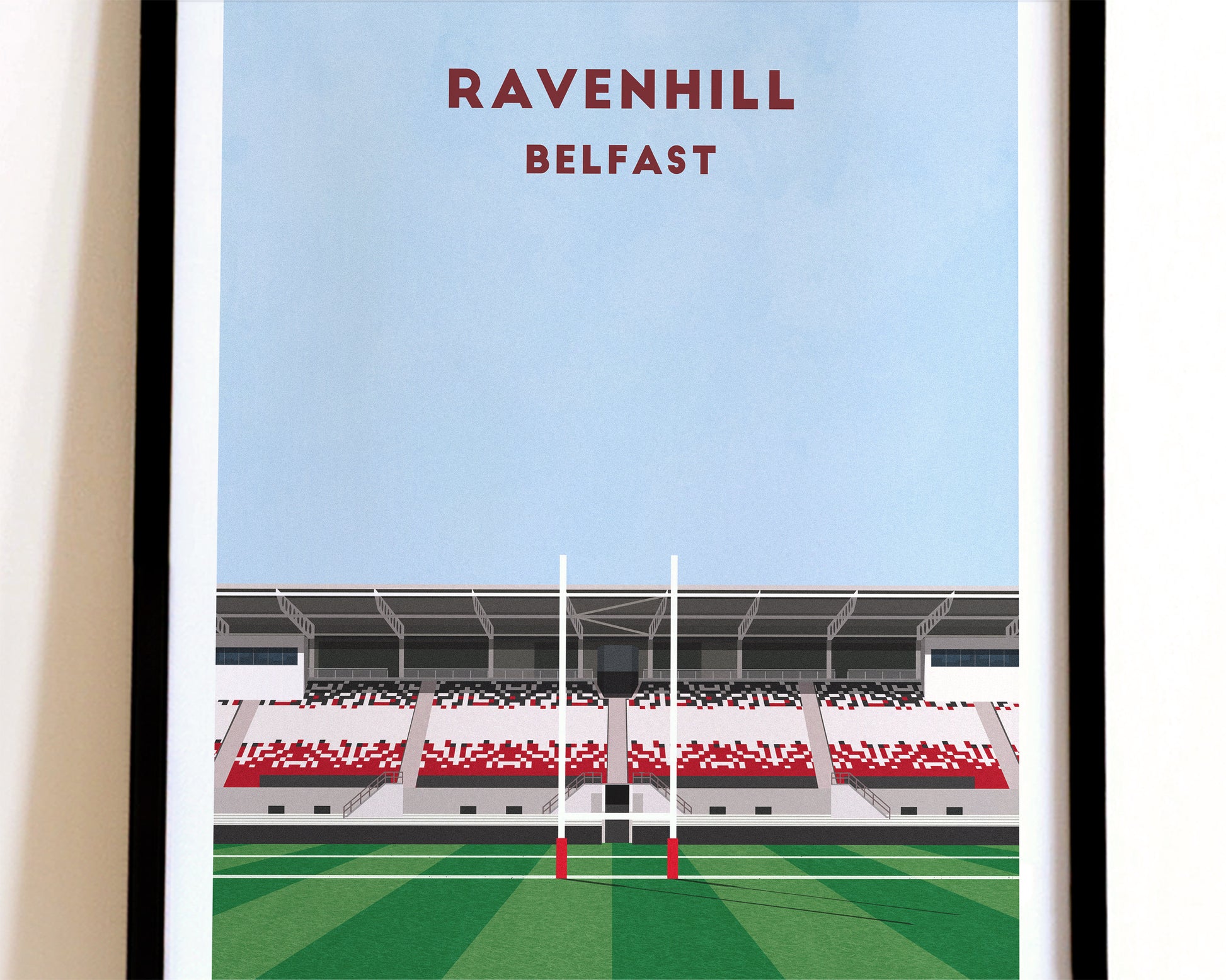 Ulster Rugby Ravenhill Stadium Print – Illustrated Rugby Art Poster Turf Football Art