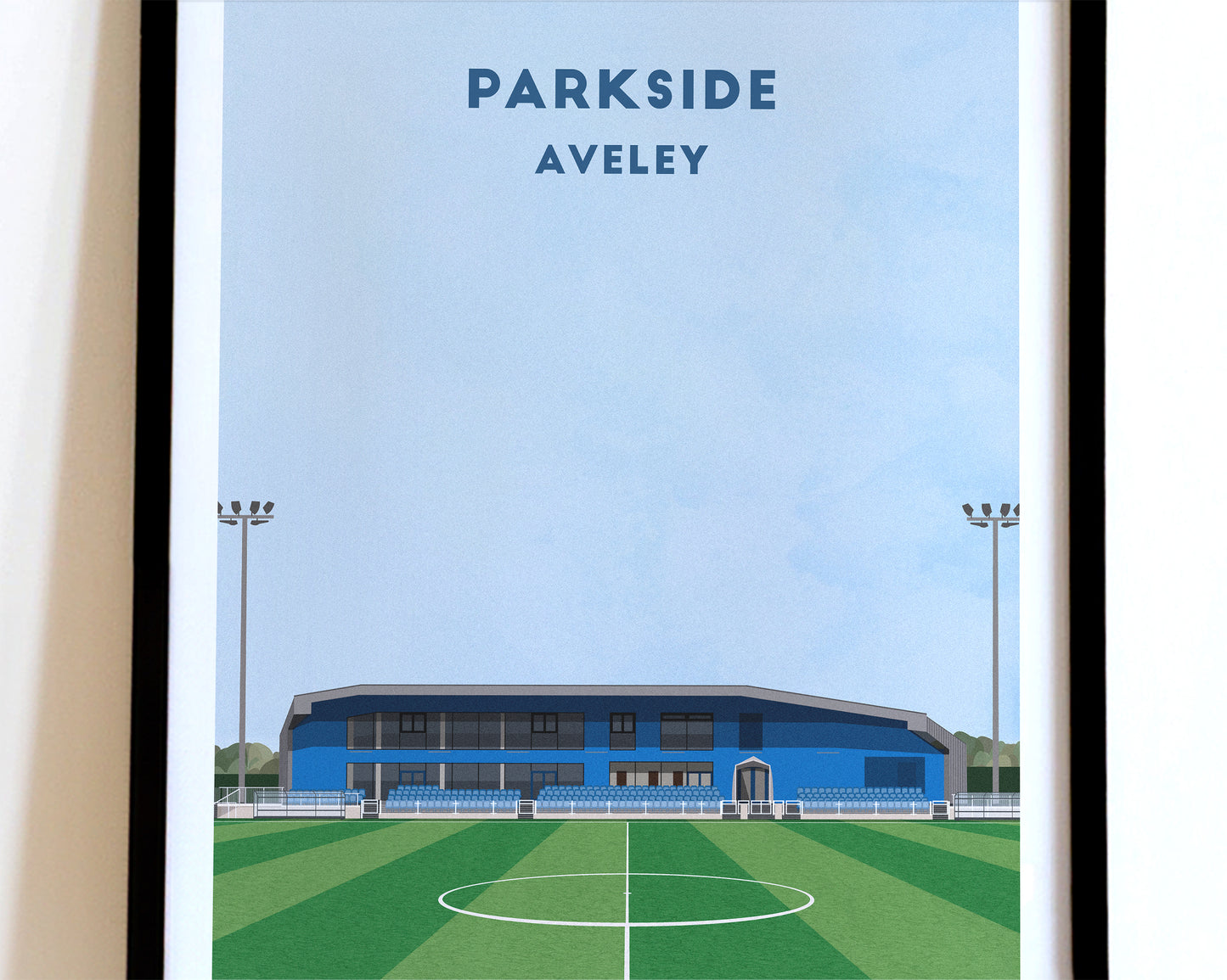 Aveley FC Parkside Stadium Print – Illustrated Football Art Poster Turf Football Art