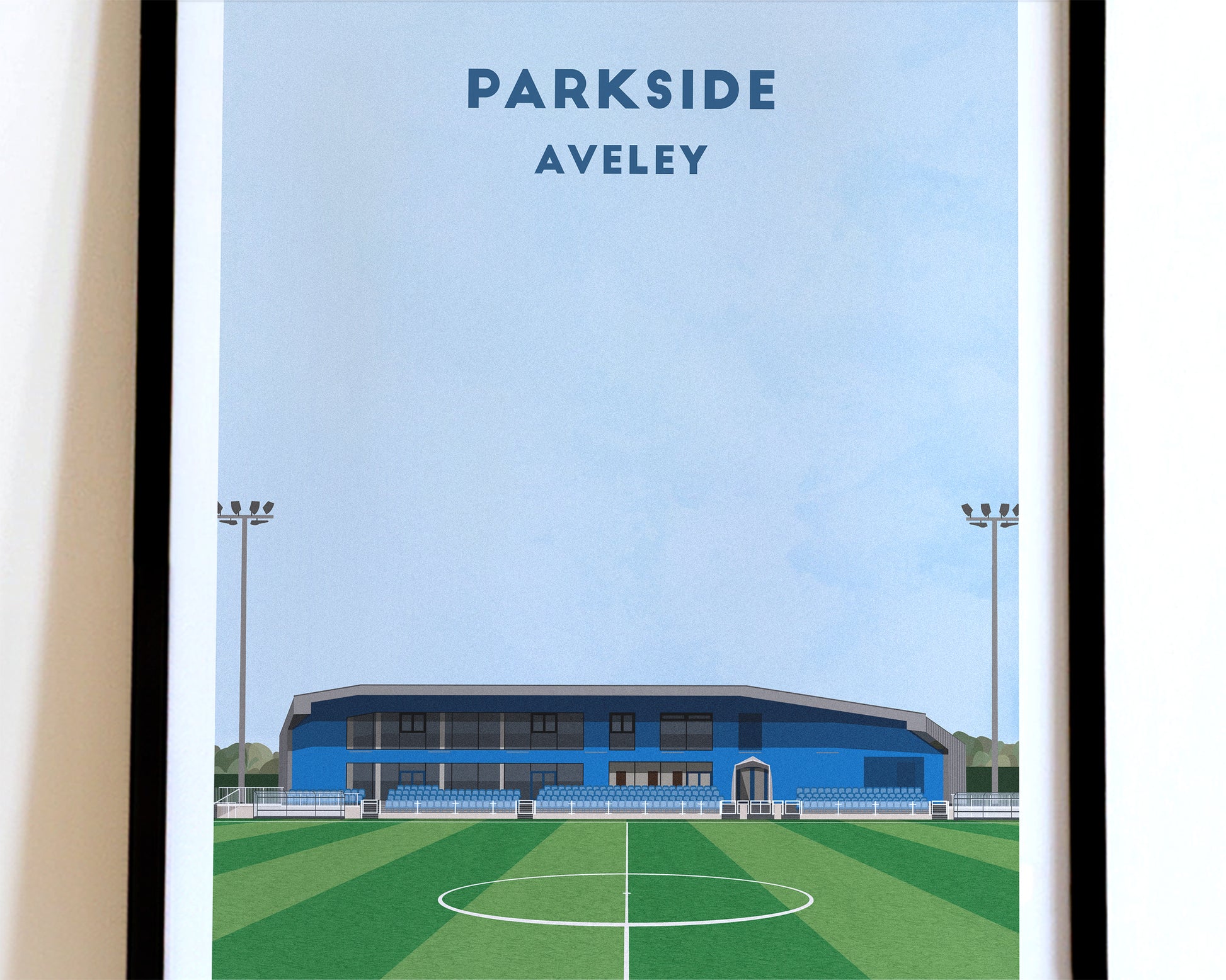 Aveley FC Parkside Stadium Print – Illustrated Football Art Poster Turf Football Art