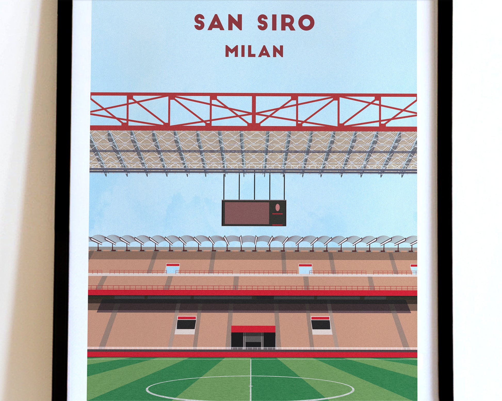 Milan San Siro Print – Illustrated Football Art Poster Turf Football Art