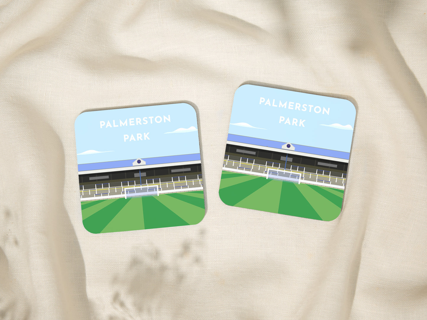 Queen of the South Football Coaster, with Illustration of Palmerston Park Stadium