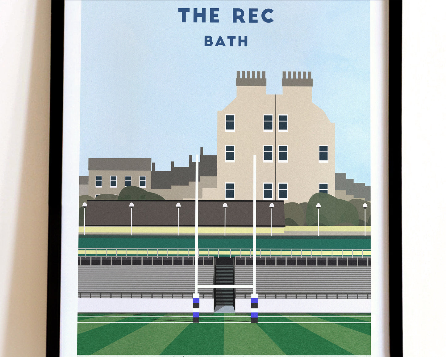 Bath Rugby The Rec Print – Illustrated Rugby Union Art Poster Turf Football Art