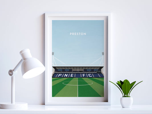 Preston Football Deepdale Stadium Art Print Turf Football Art