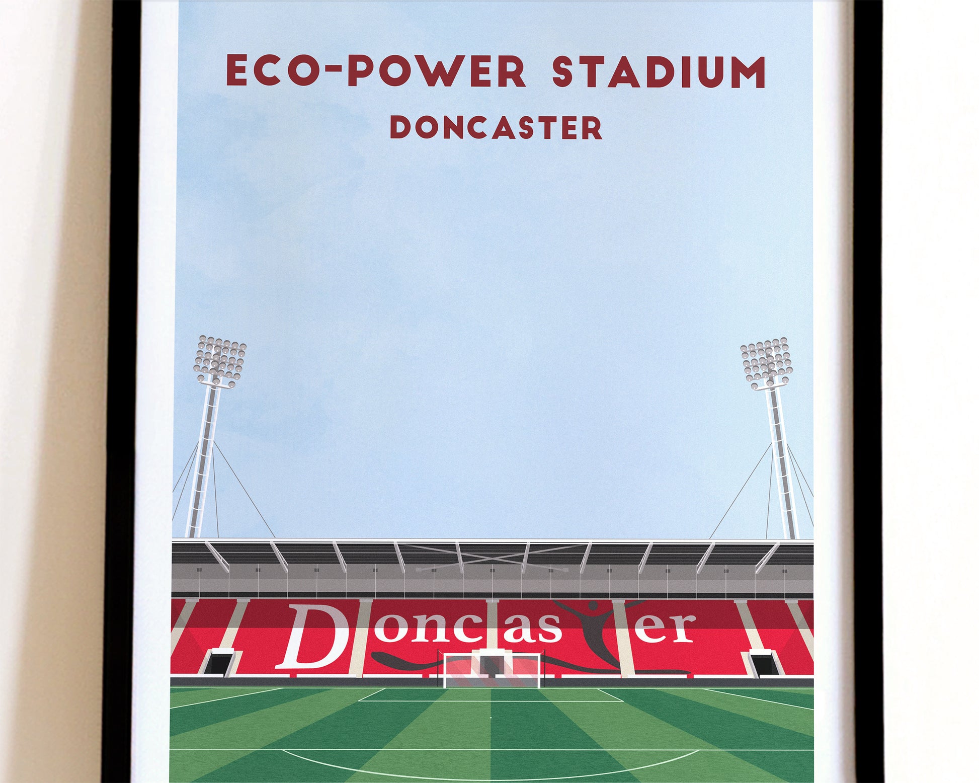 Doncaster Rovers Eco-Power Stadium Print - Illustrated Football Art Poster Turf Football Art