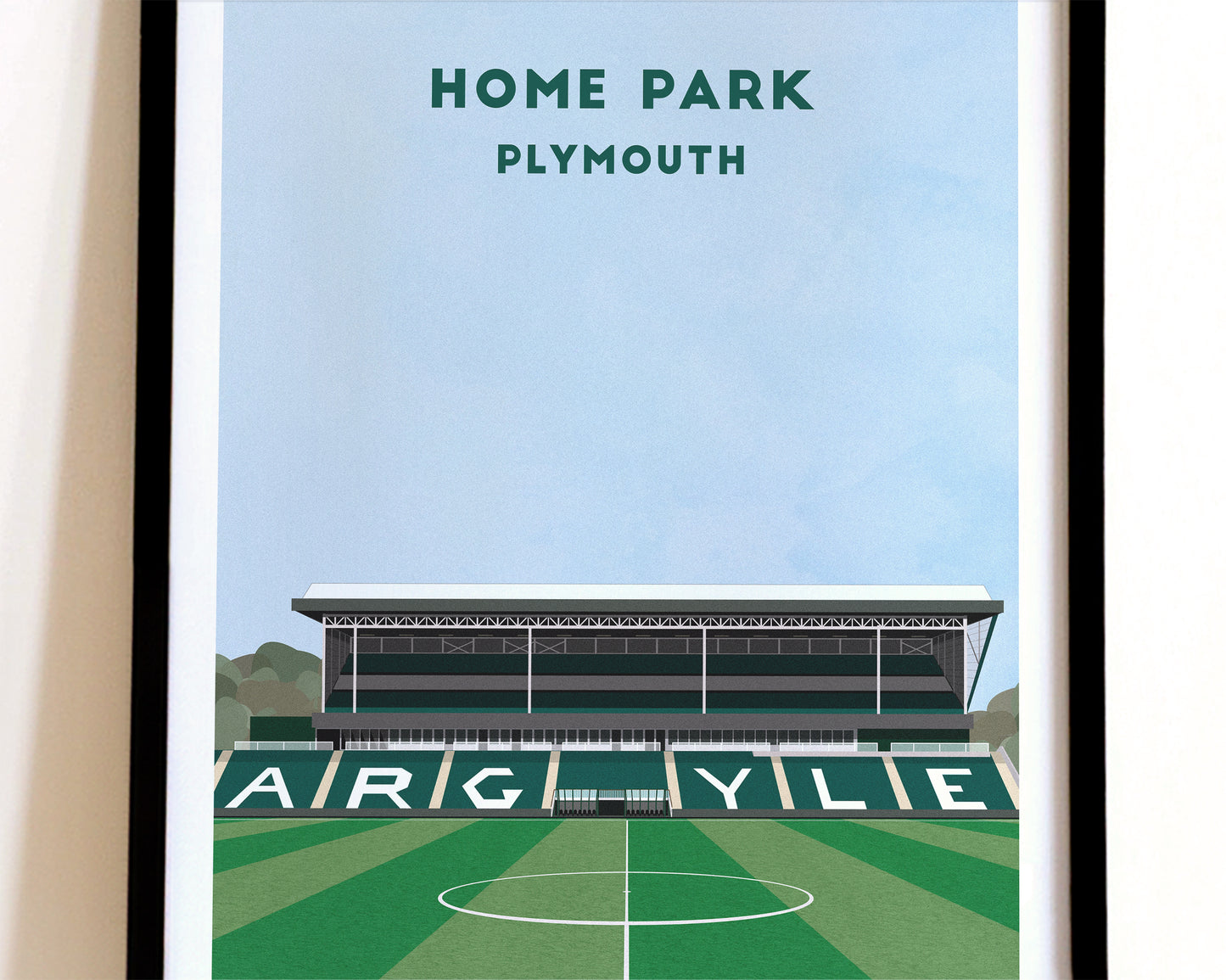 Plymouth Argyle Home Park Print - Illustrated Football Art Poster Turf Football Art