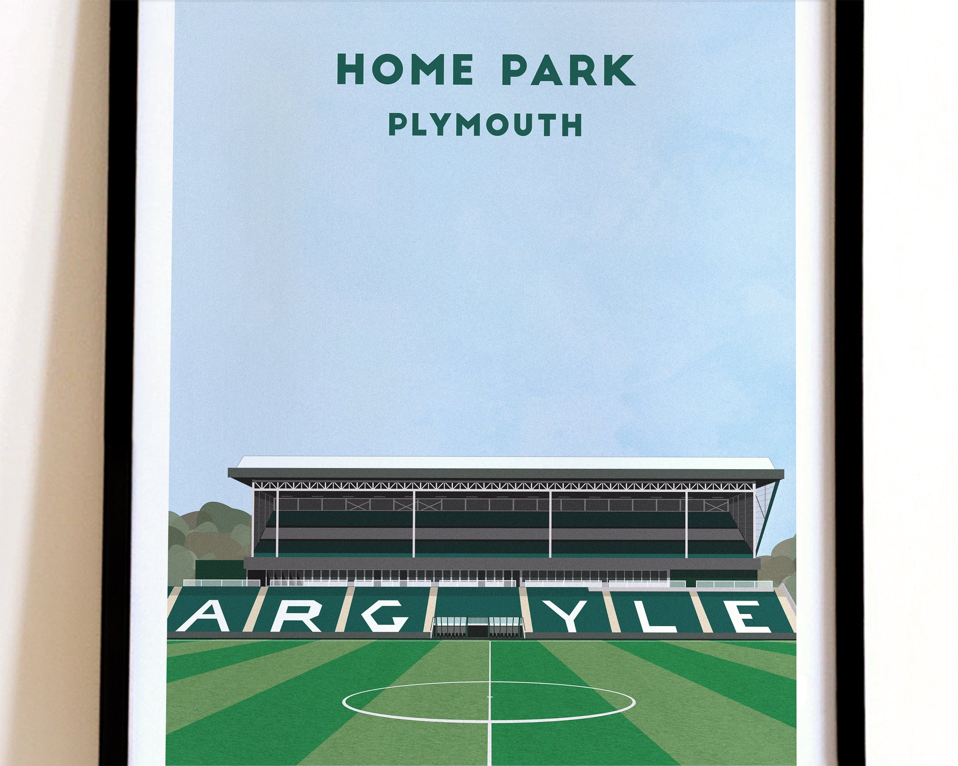 Plymouth Argyle Home Park Print - Illustrated Football Art Poster Turf Football Art