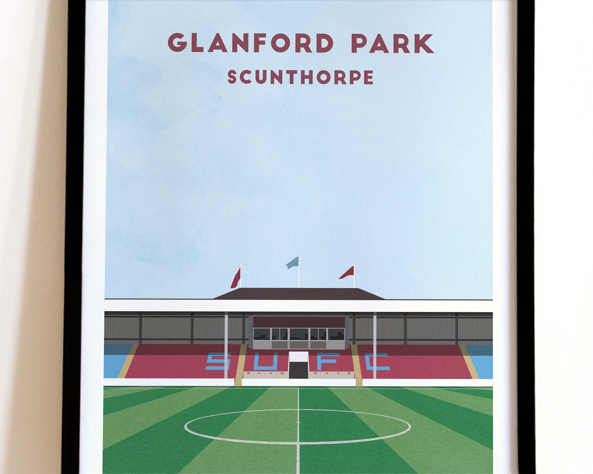 Scunthorpe United Glanford Park Print – Illustrated Football Art Poster Turf Football Art