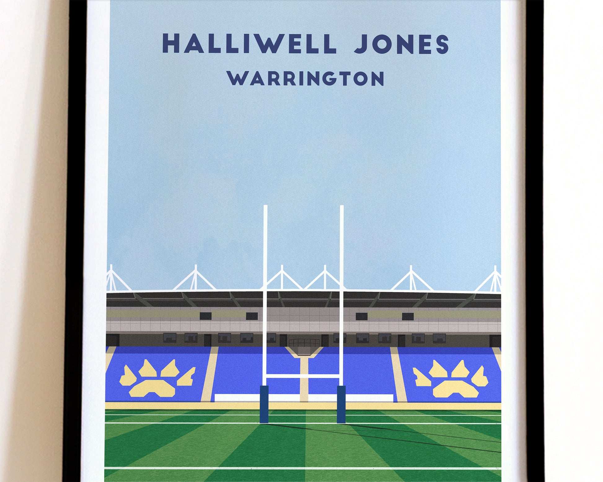 Warrington Rugby Halliwell Jones Stadium Print – Illustrated Rugby League Art Poster Turf Football Art