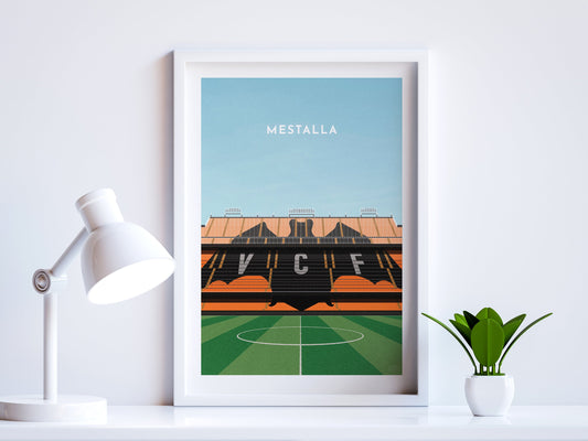 Valencia Football Mestalla Stadium Art Print Turf Football Art
