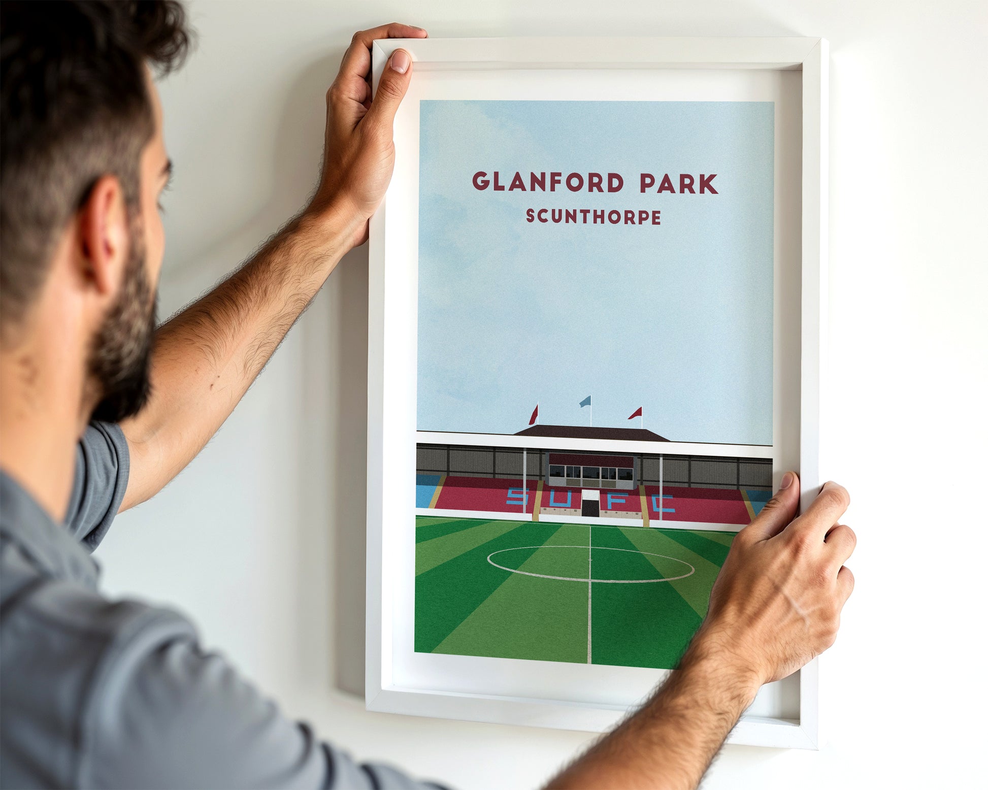 Scunthorpe United Glanford Park Print – Illustrated Football Art Poster Turf Football Art