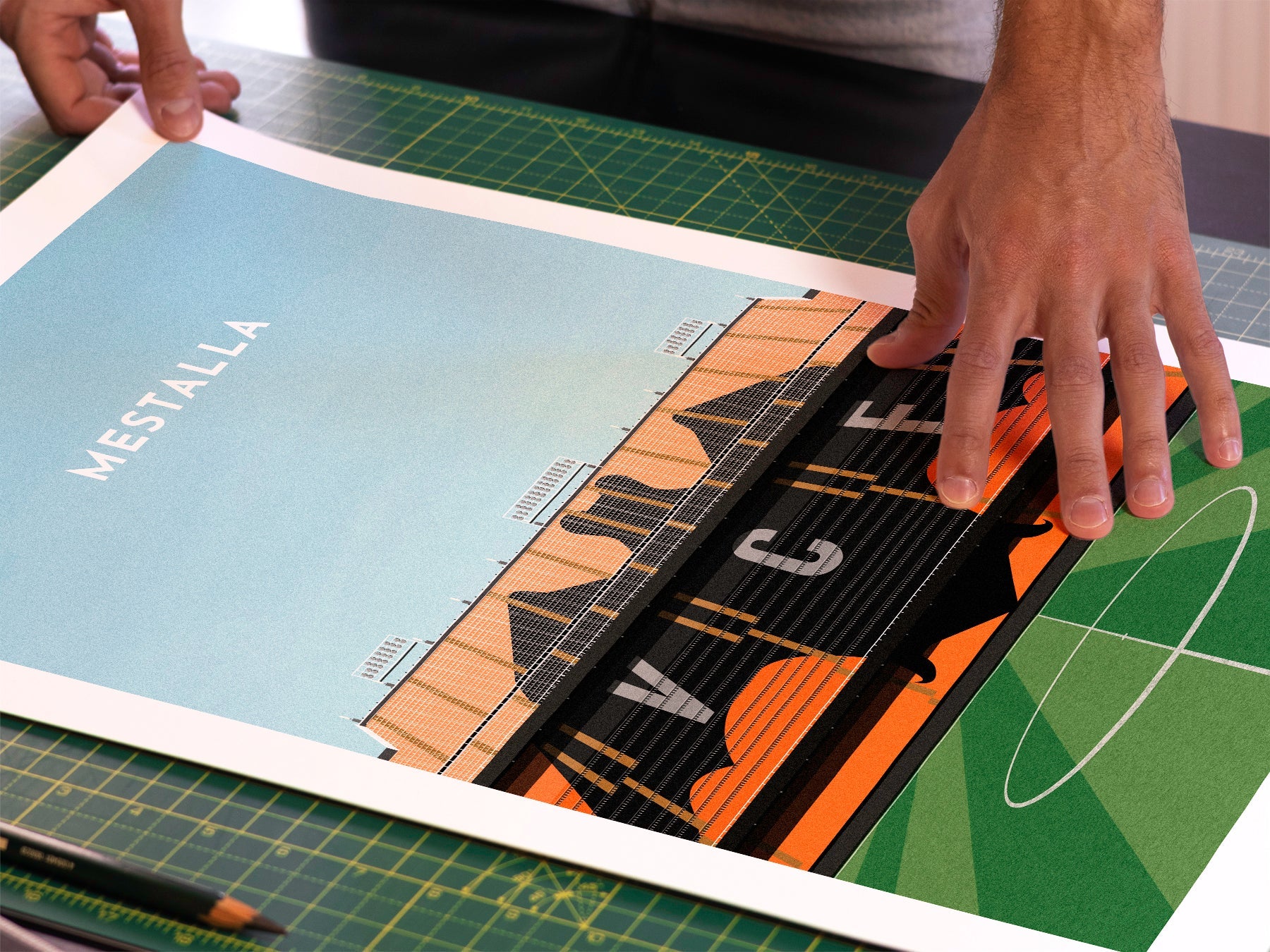 Valencia Football Mestalla Stadium Art Print Turf Football Art