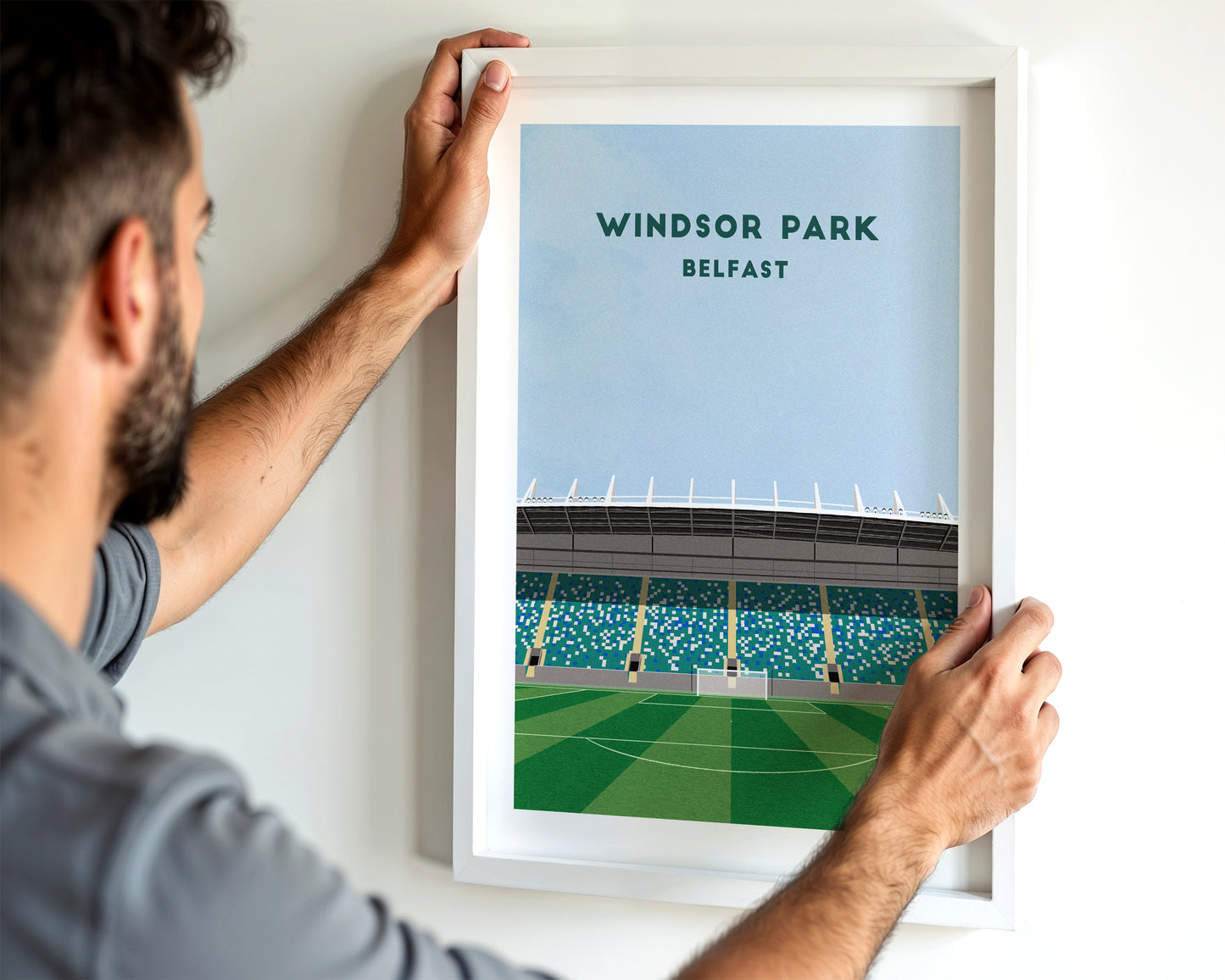 Linfield Windsor Park Stadium Print – Illustrated Football Art Poster Turf Football Art