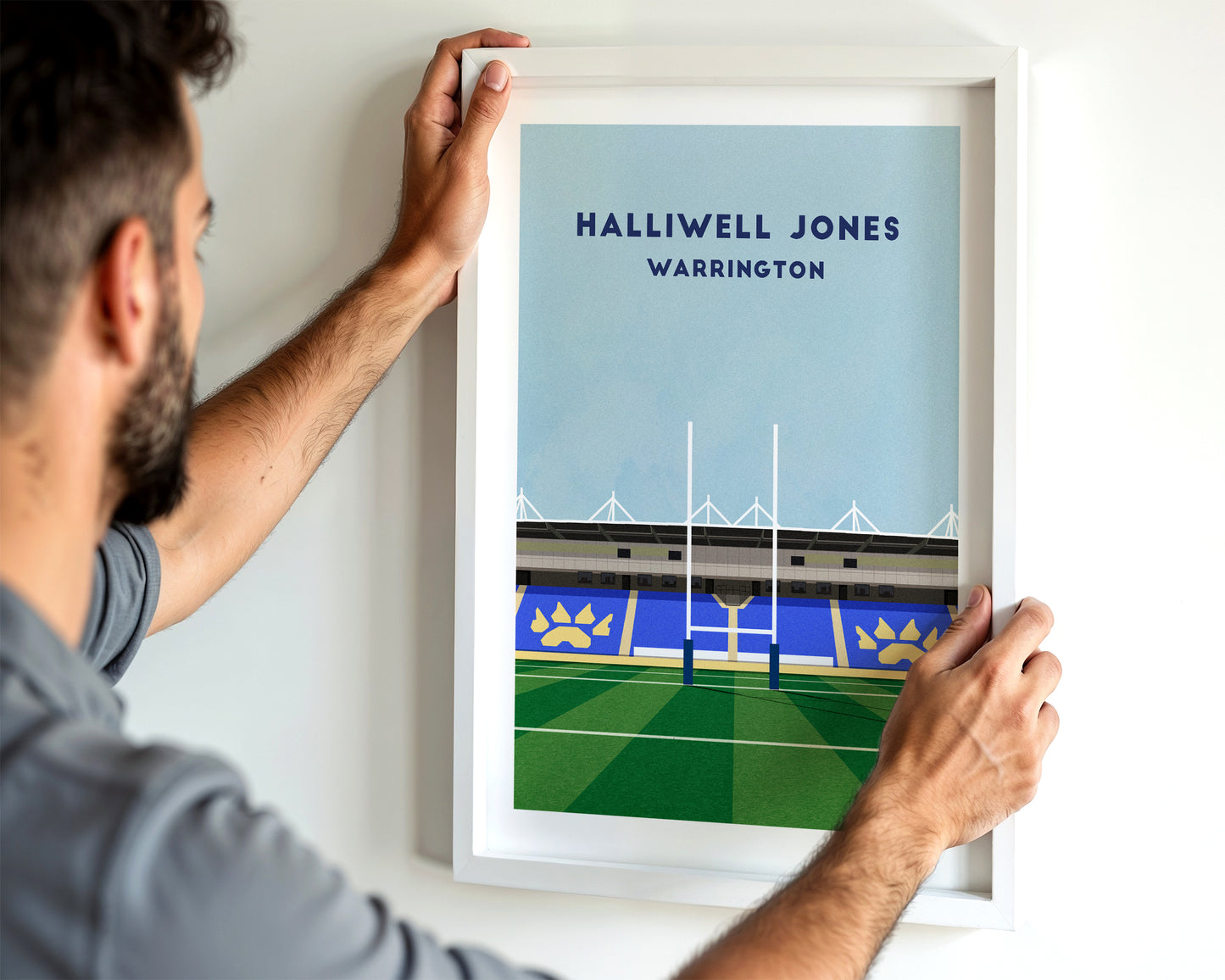Warrington Rugby Halliwell Jones Stadium Print – Illustrated Rugby League Art Poster Turf Football Art