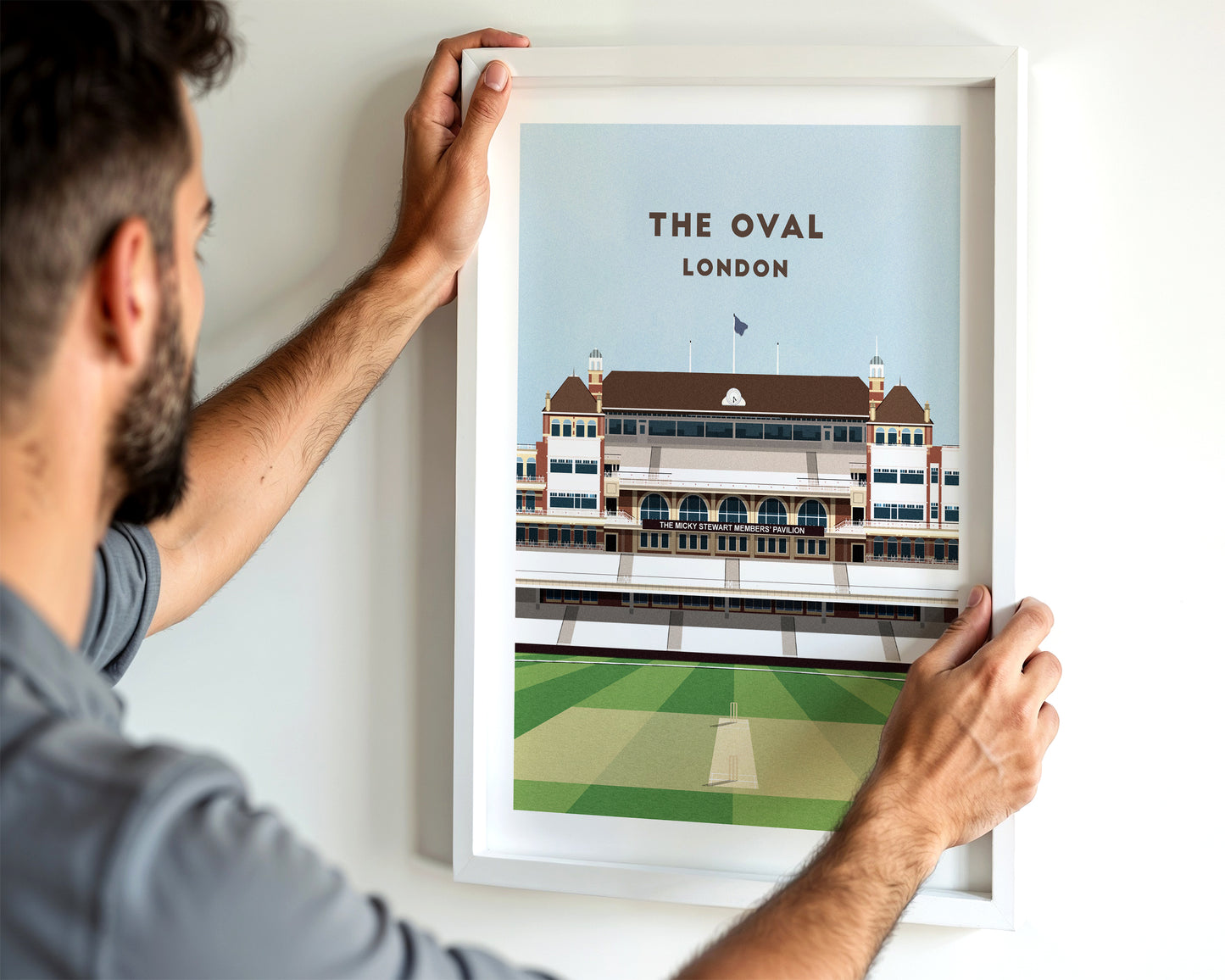 England Cricket The Oval Print - Illustrated Cricket Art Poster